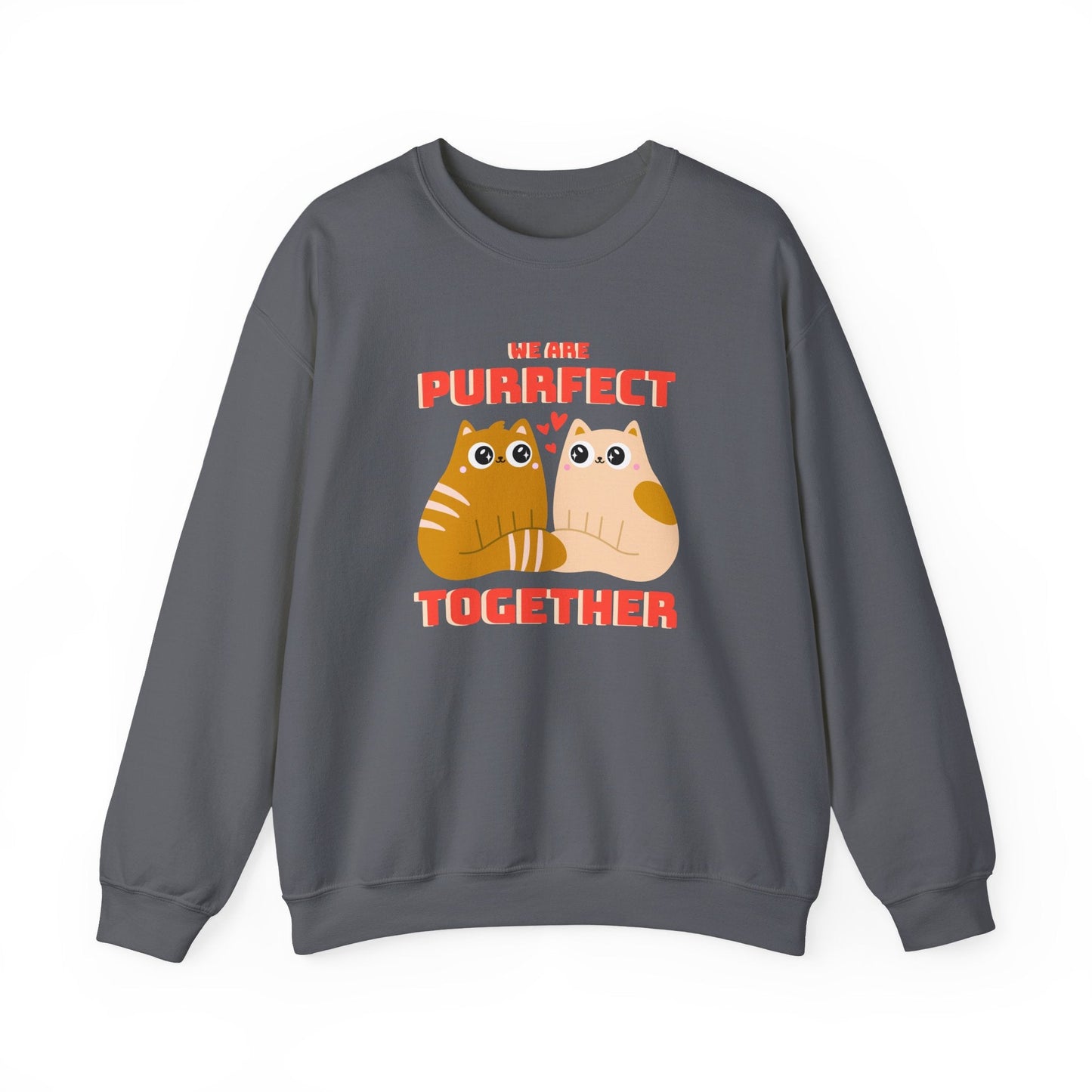 Cat Heart Sweatshirt Unisex 50/50 Cotton-Poly Blend Valentine Gift For Cat Lovers