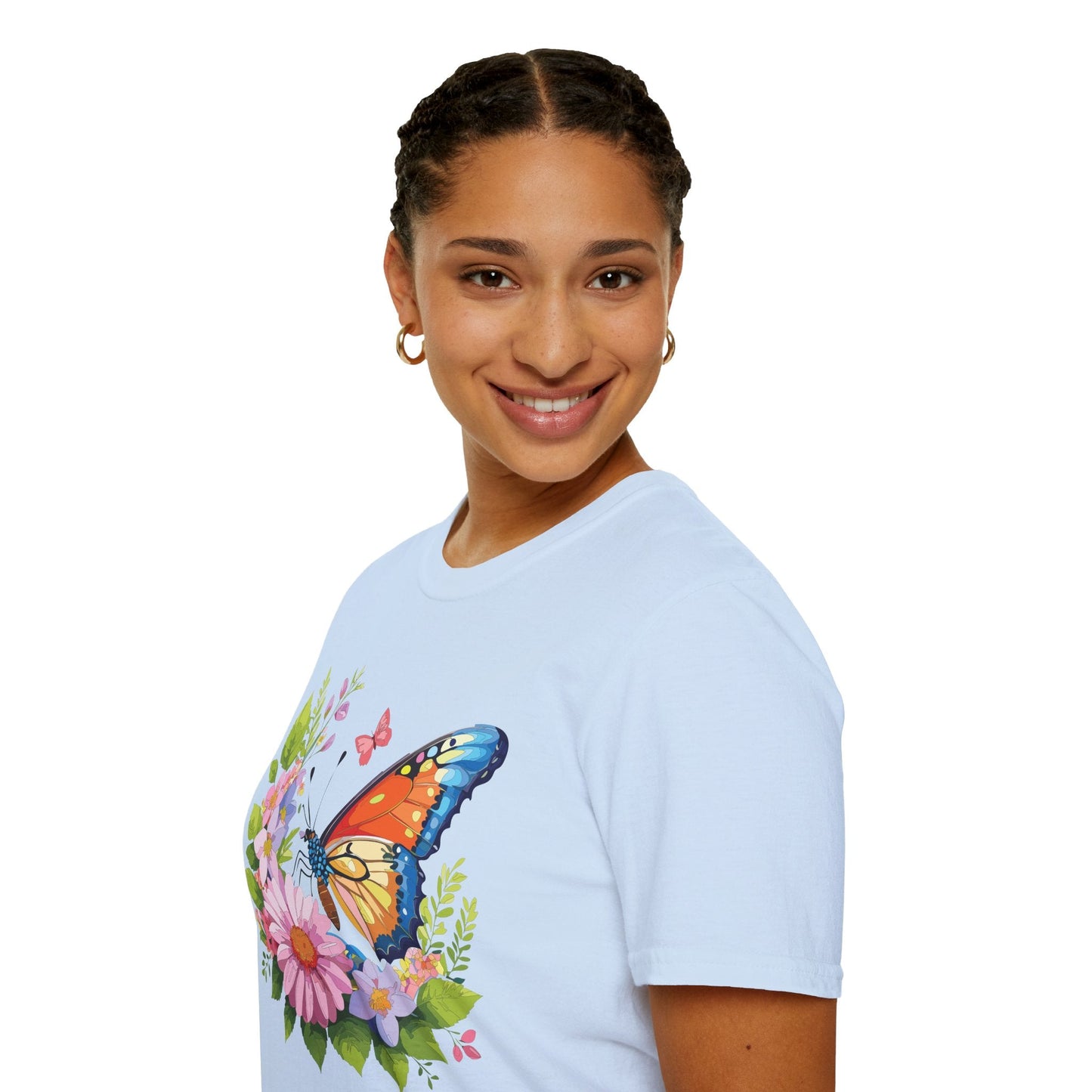 Butterfly T Shirt Unisex Short Sleeve Gildan Softstyle 64000 Monarch Butterfly Design Graphic