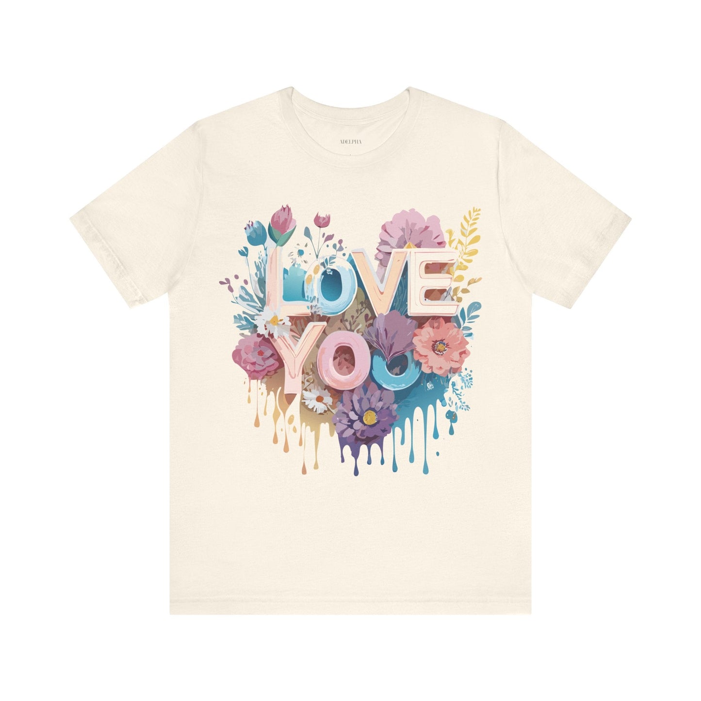 Valentine Day Graphic Unisex 100 Cotton Vintage Artwork with Love and Flower Design Tee 37