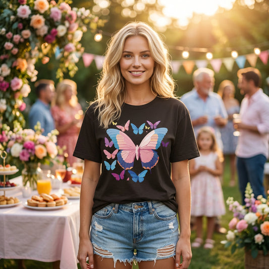 Butterfly Graphic Unisex Cotton Bella+Canvas Tee with Art Design n62