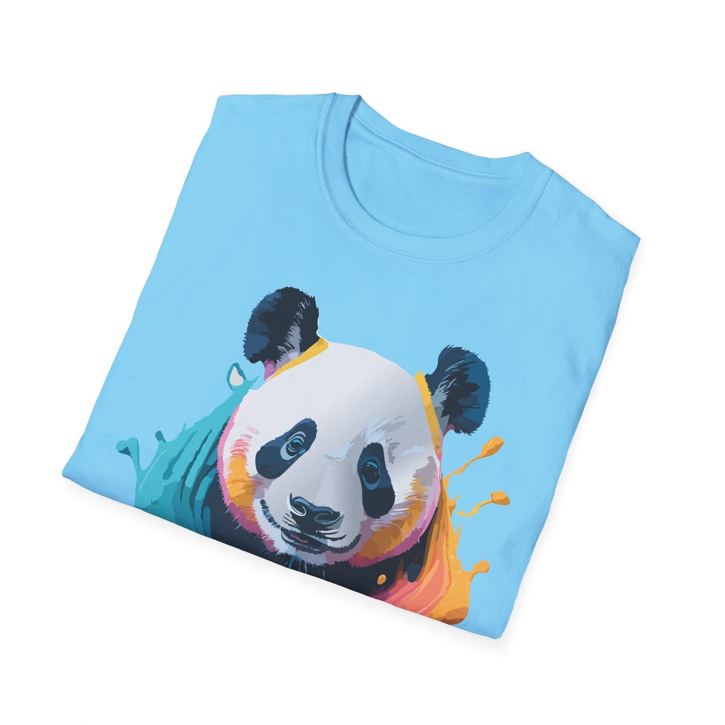 Unisex Panda Shirt T Shirt With Panda Animal Print Tee Softstyle Gildan 64000 100 Percent Ring Spun Cotton