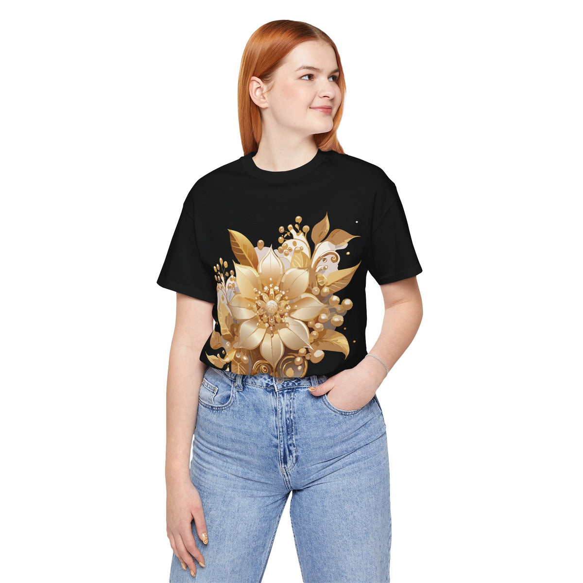 Jewelry Graphic Unisex Cotton Bella+Canvas Tee with Gemstones Art Design m44