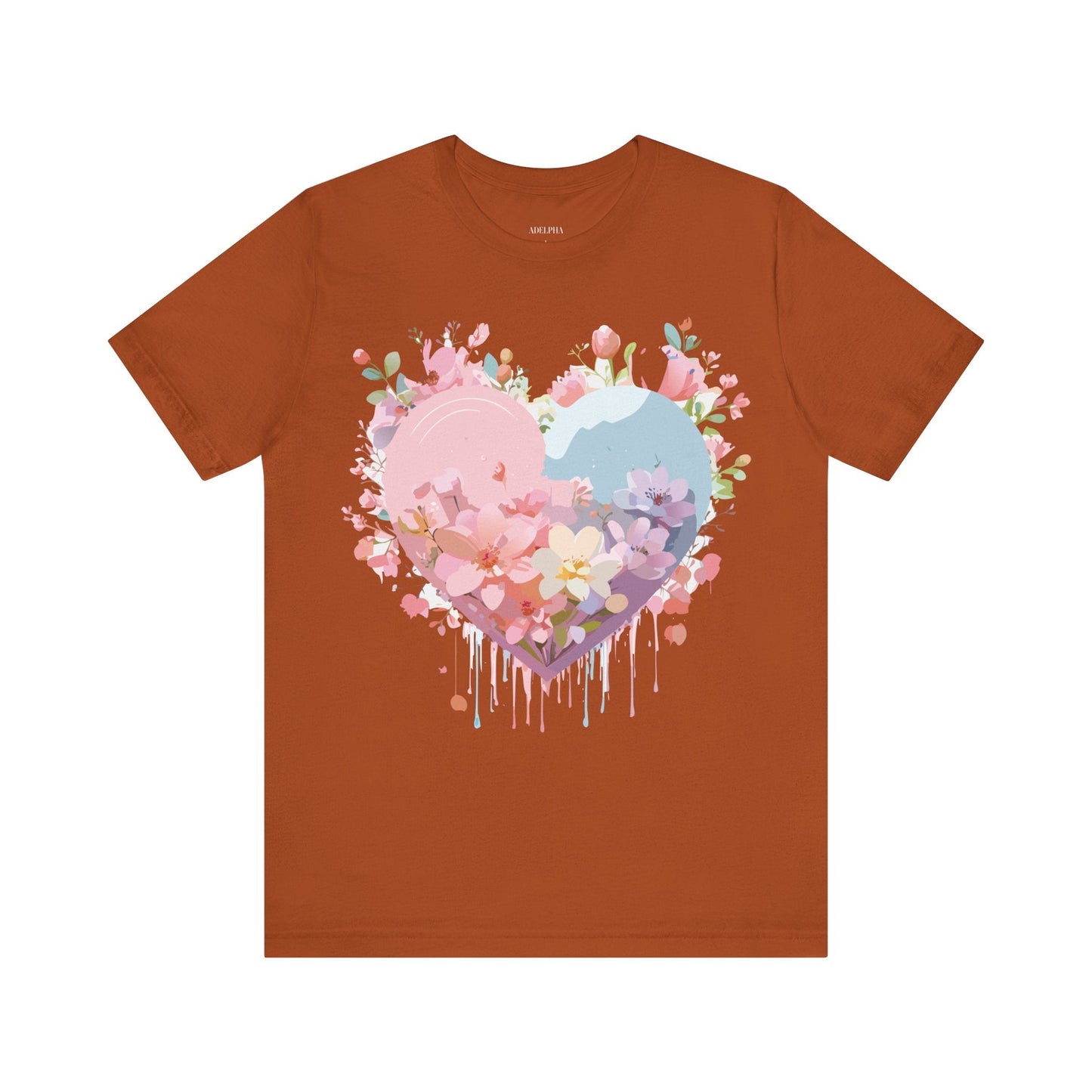 Valentine Day Graphic Unisex 100 Cotton Vintage Artwork with Love and Flower Design Tee 30