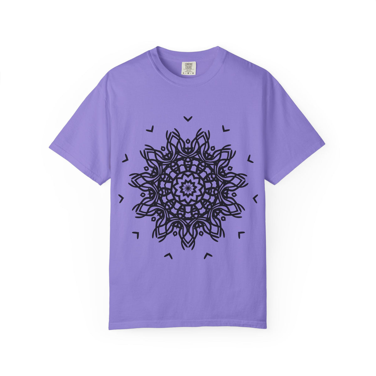 Unisex Garment Dyed Cotton T-Shirt with Mandala Graphic Design