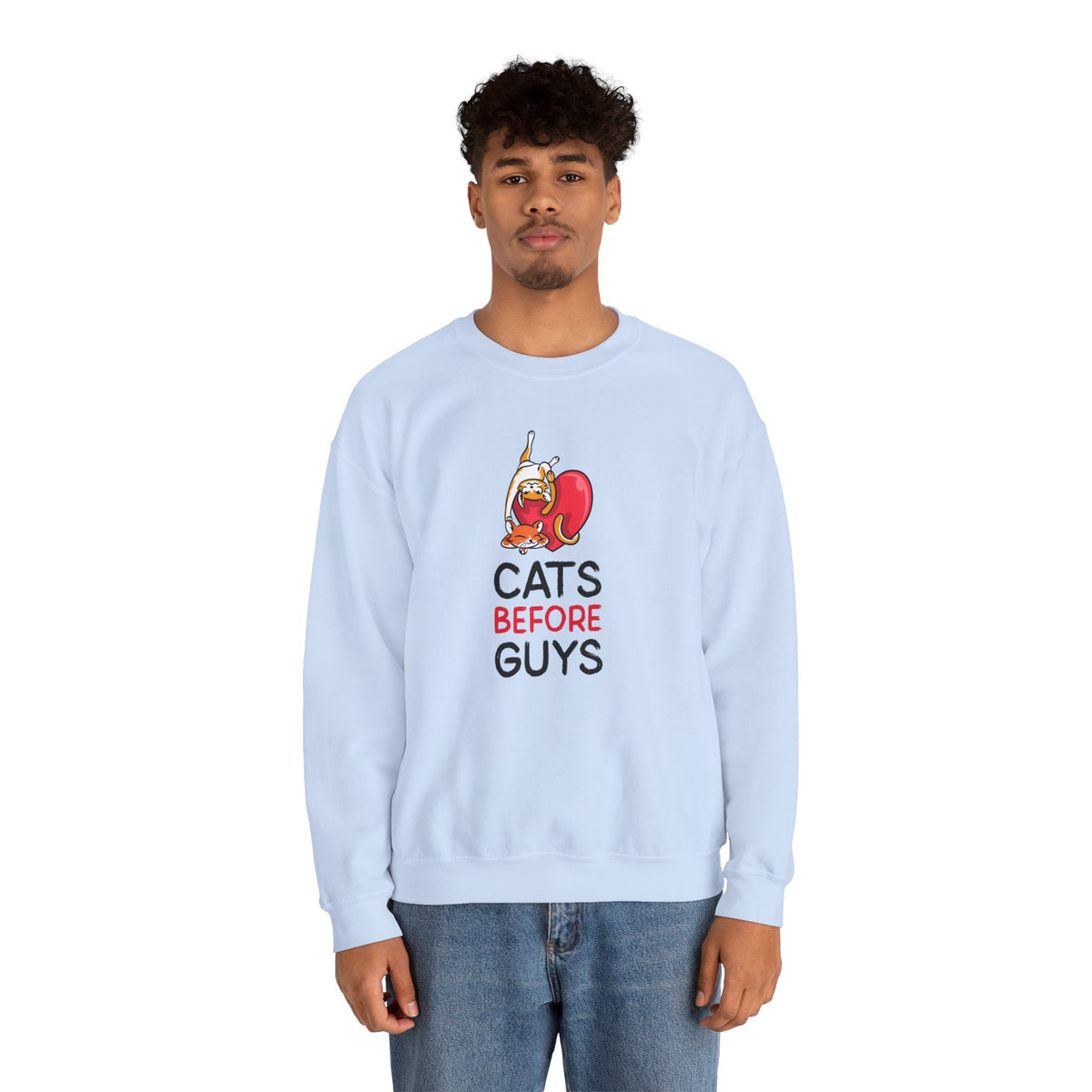 Cat Graphic Valentine's Day Sweatshirt Unisex 50/50 Cotton-Poly Animal Sweatshirt w04