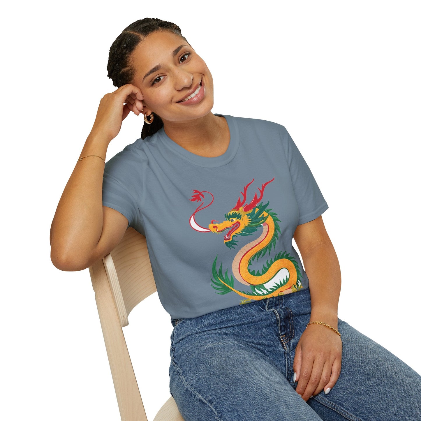 Dragon Graphic Unisex Cotton Softstyle Art Design Tee With Animals 7