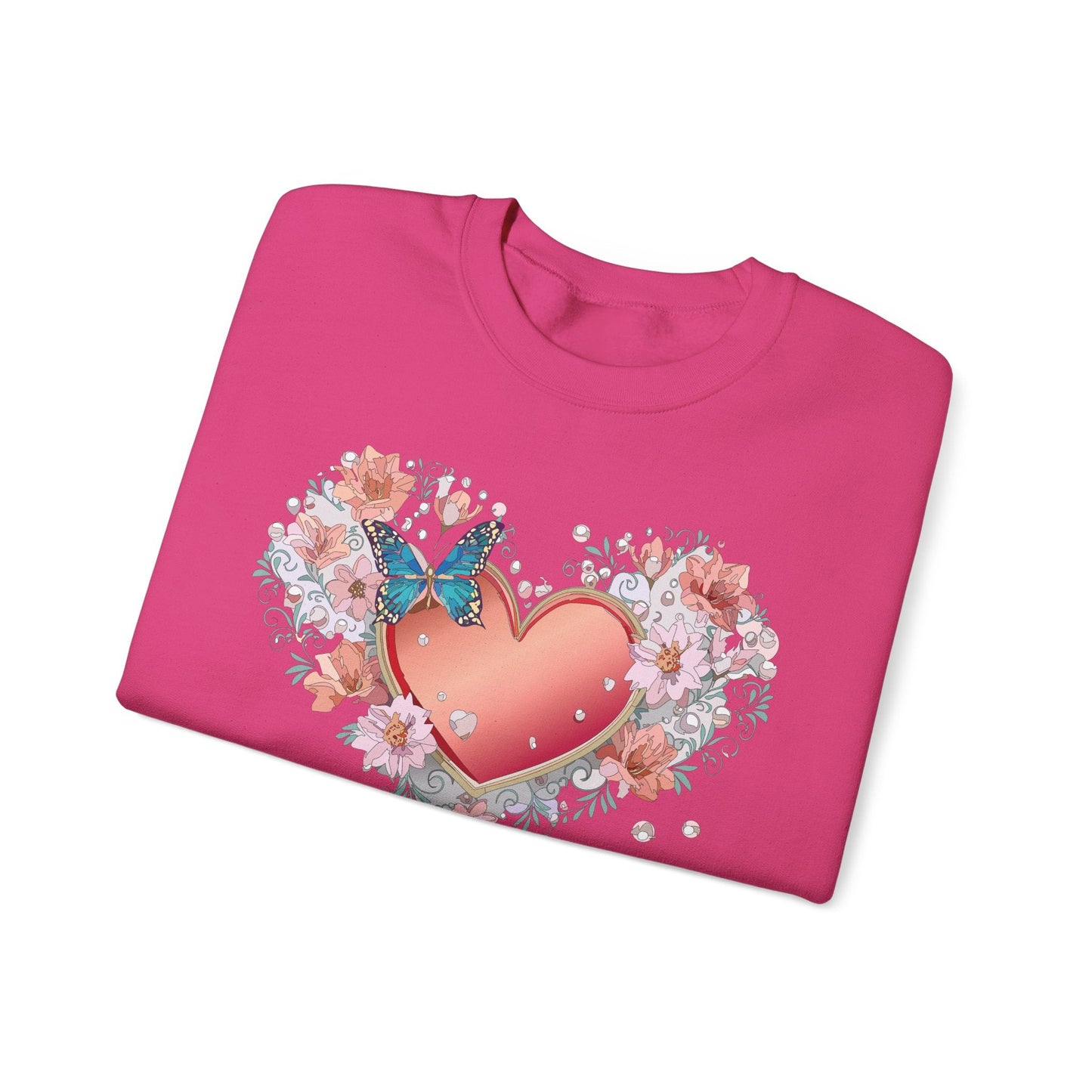Unisex Floral Heart Sweatshirt With Love Graphic For Valentines Day Gift Cozy Winter Wear