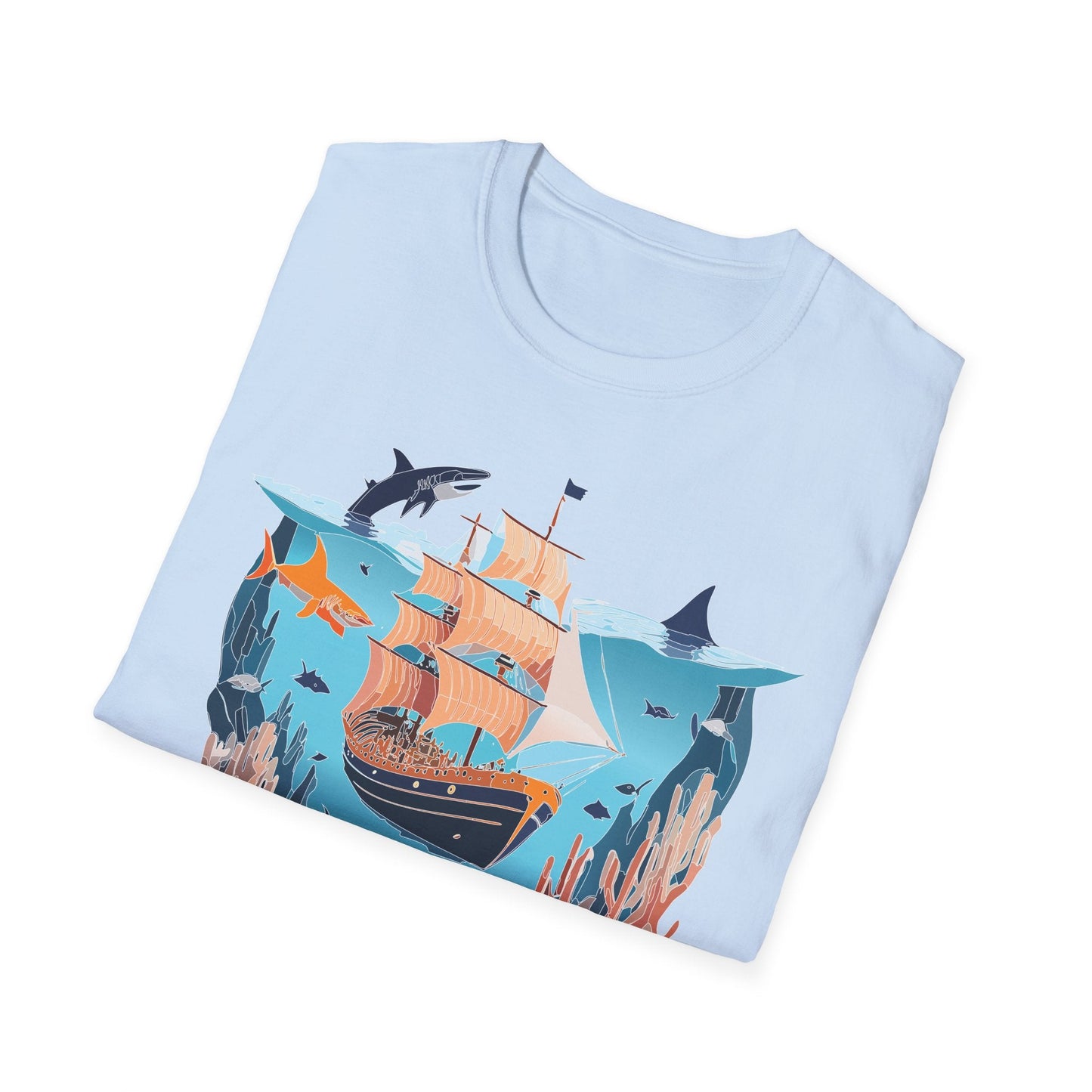 Ocean Tee Shirt Unisex Softstyle 64000 U Boat Design 100 Percent Ring Spun Cotton Tee