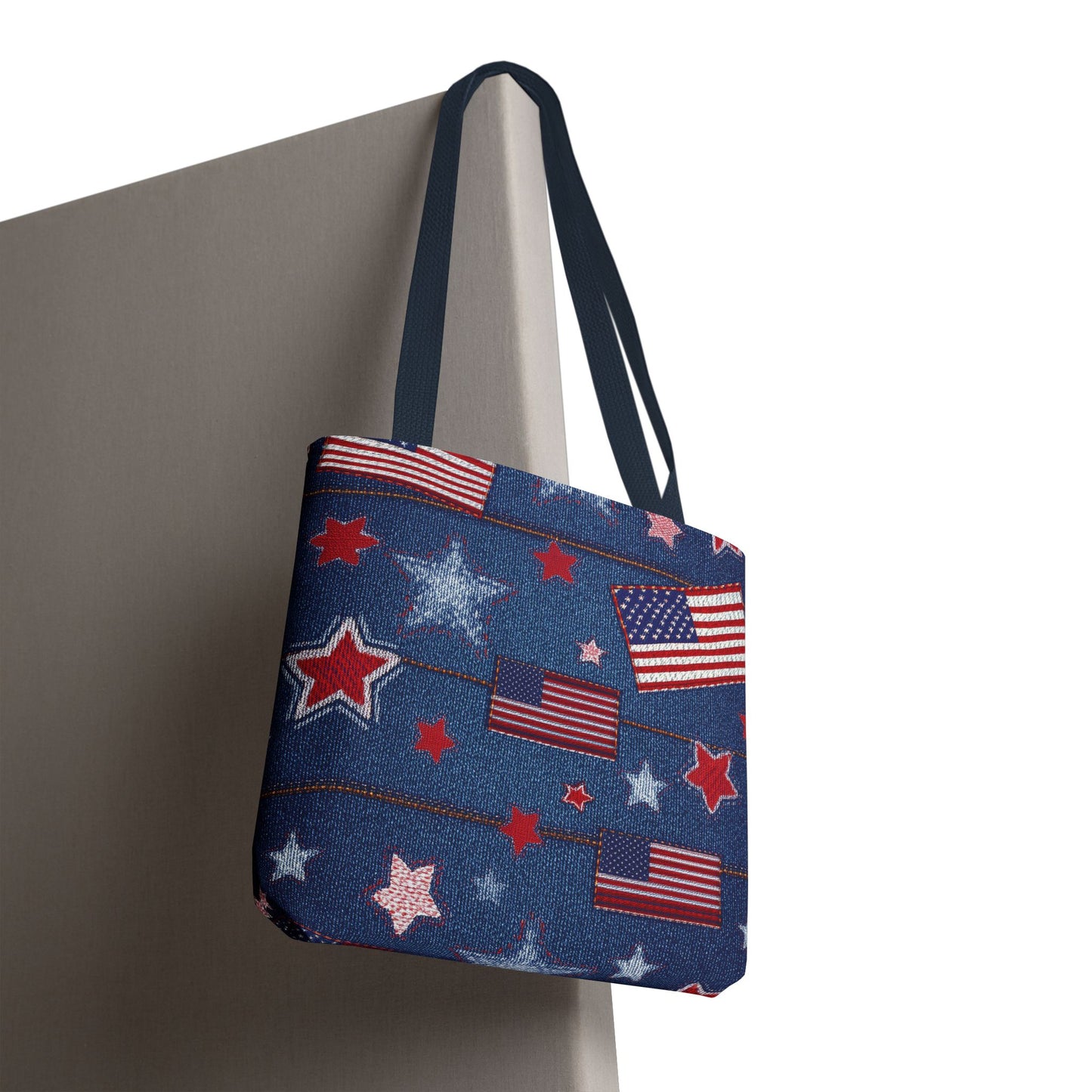 4th of July Graphic Denim Fabric Imitation Print Unisex Canvas Bag Poly Spun 3 Sizes Tote Bag 200-10