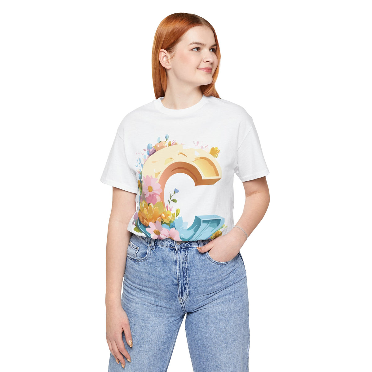 Letter C Graphic Unisex Cotton Bella+Canvas Tee with Art Letter Design