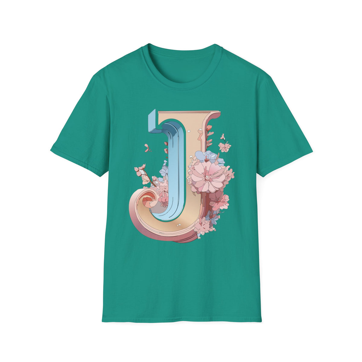 Floral Letter J T-Shirt | Botanical Monogram Tee