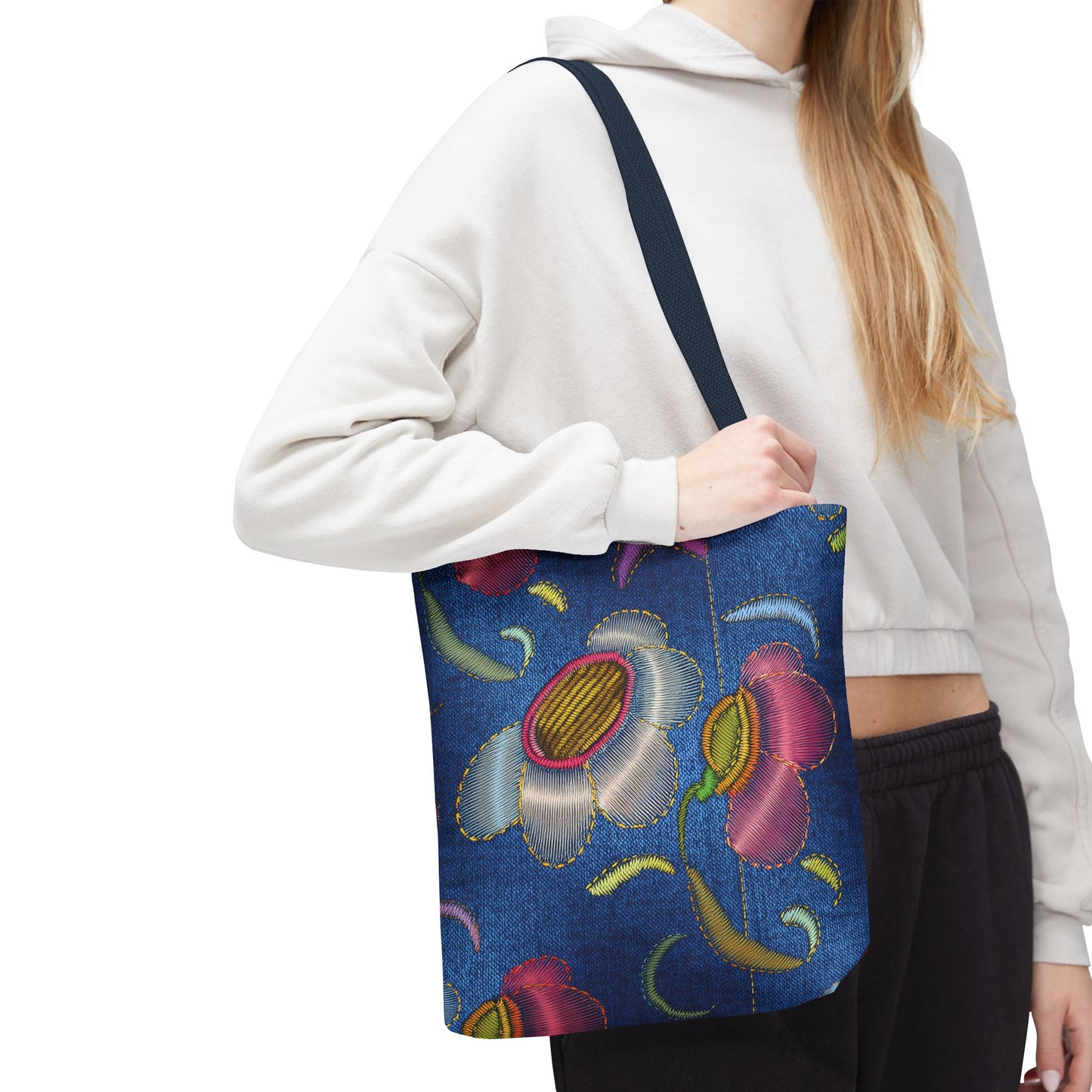 Denim Fabric Imitation Print Unisex Canvas Bag Poly Spun 3 Sizes Tote Bag 159-7
