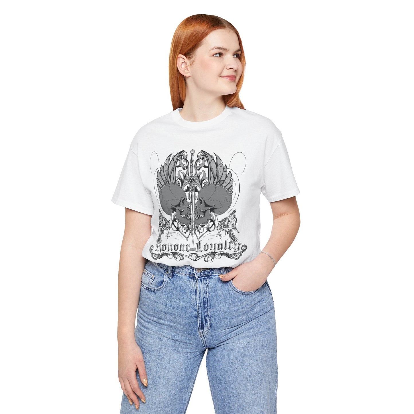Honor Loyalty crest tee Gothic heraldry skulls wings emblem Art-48