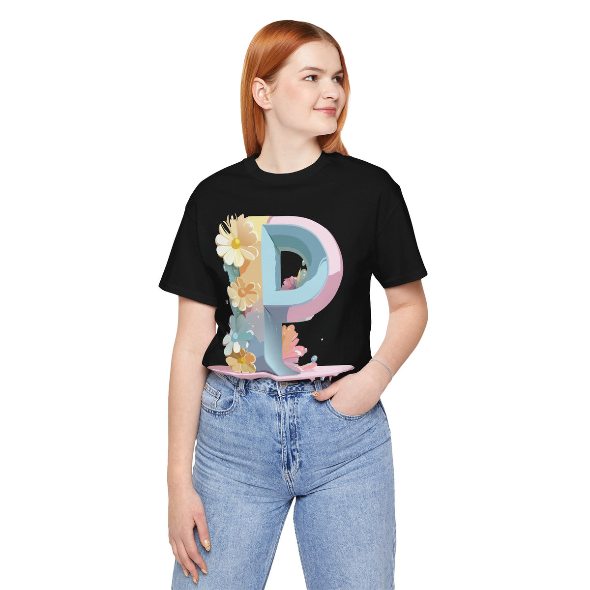 Letter P Graphic Unisex Cotton Bella+Canvas Tee with Art Letter Design