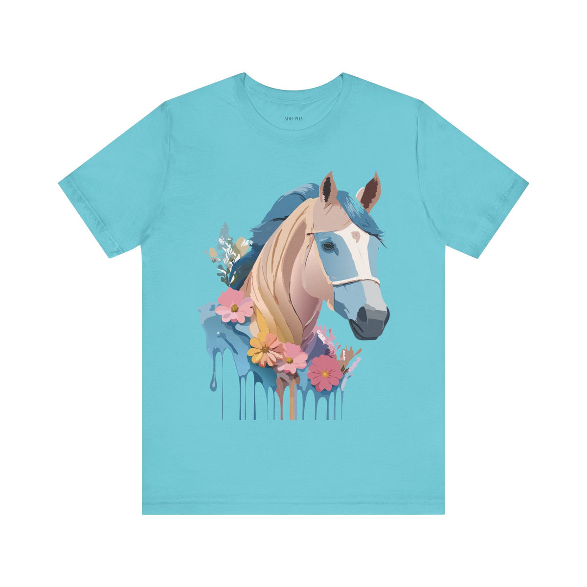 Horse Graphic Unisex Cotton Bella+Canvas Tee with Art Animal Design e308