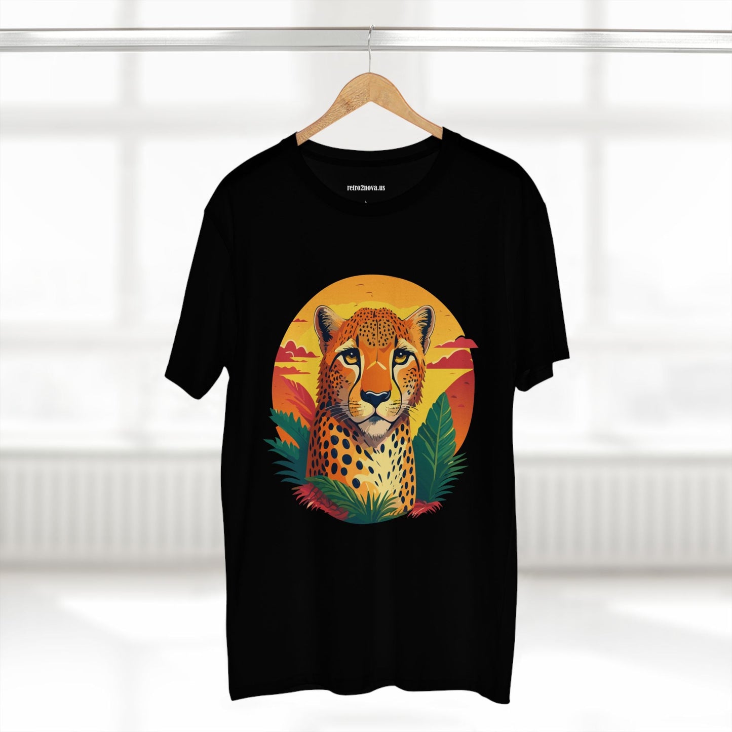Unisex Cheetah Shirt Premium Cotton Staple Tee With Original Art Design By Retro2Nova Exclusive Art Collection