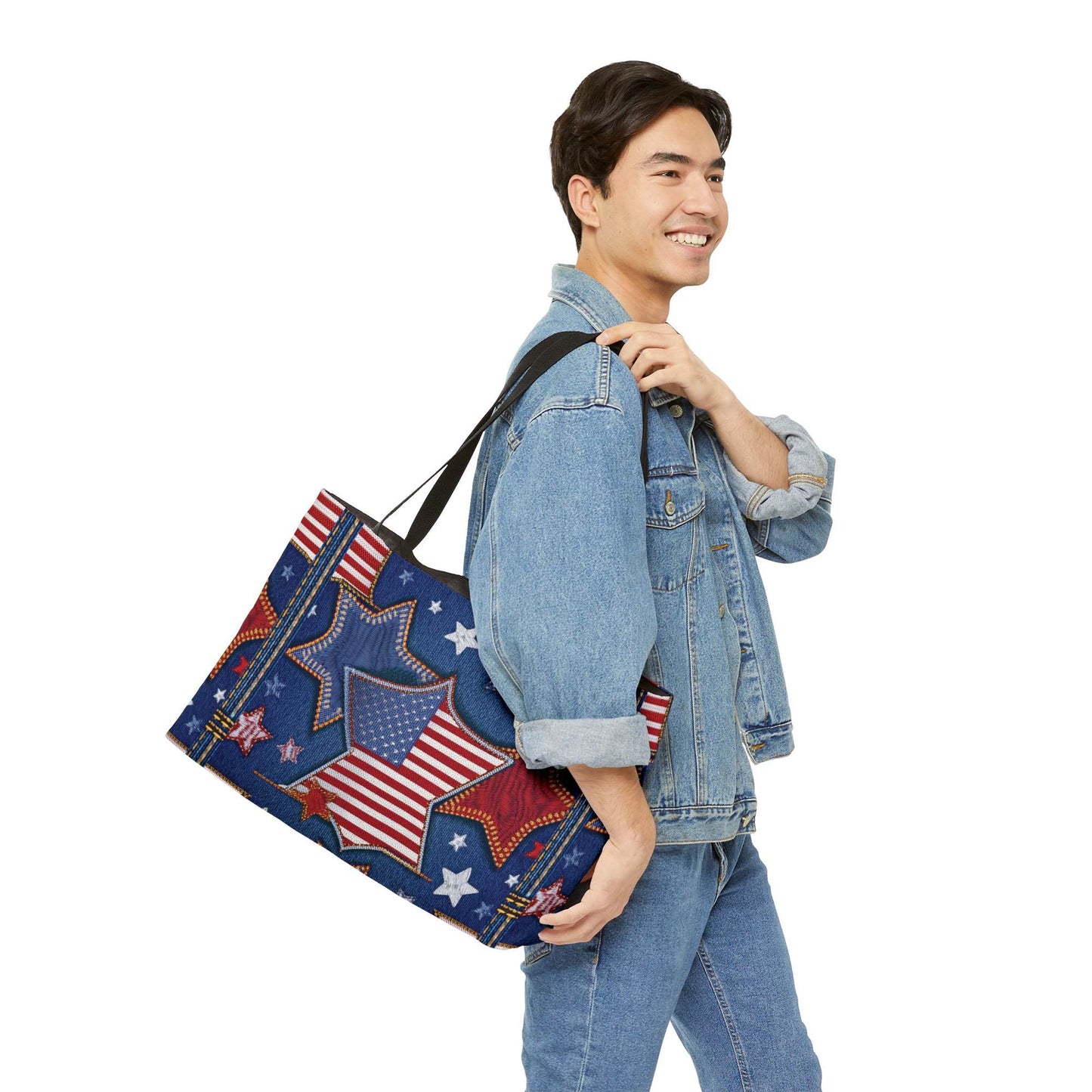4th of July Denim Color Imitation Print Unisex  Yoga Bag  Spun Poly 24x13 Canvas Bag 58