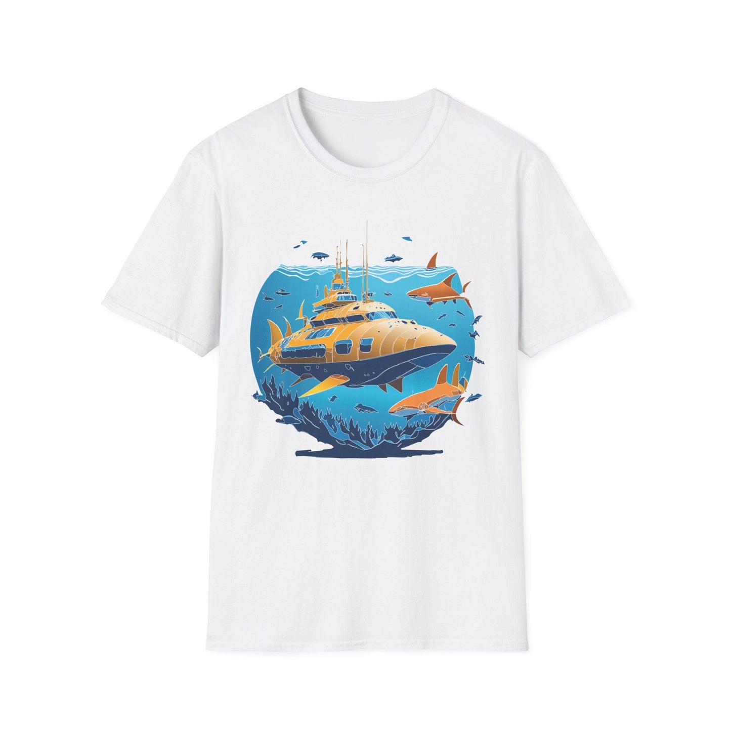 Ocean T Shirt Unisex Gildan Softstyle 64000 100 Percent Cotton Ring Spun U Boat Design Graphic