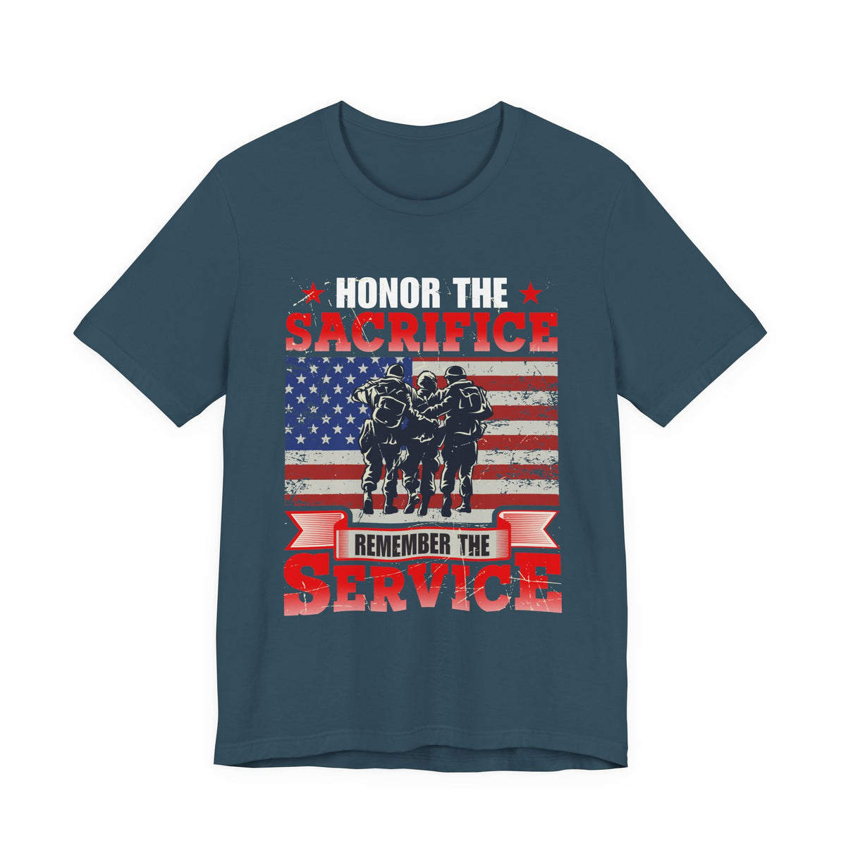 Honor the Sacrifice Remember the Service T-Shirt American Flag Soldiers Unisex Cotton v24