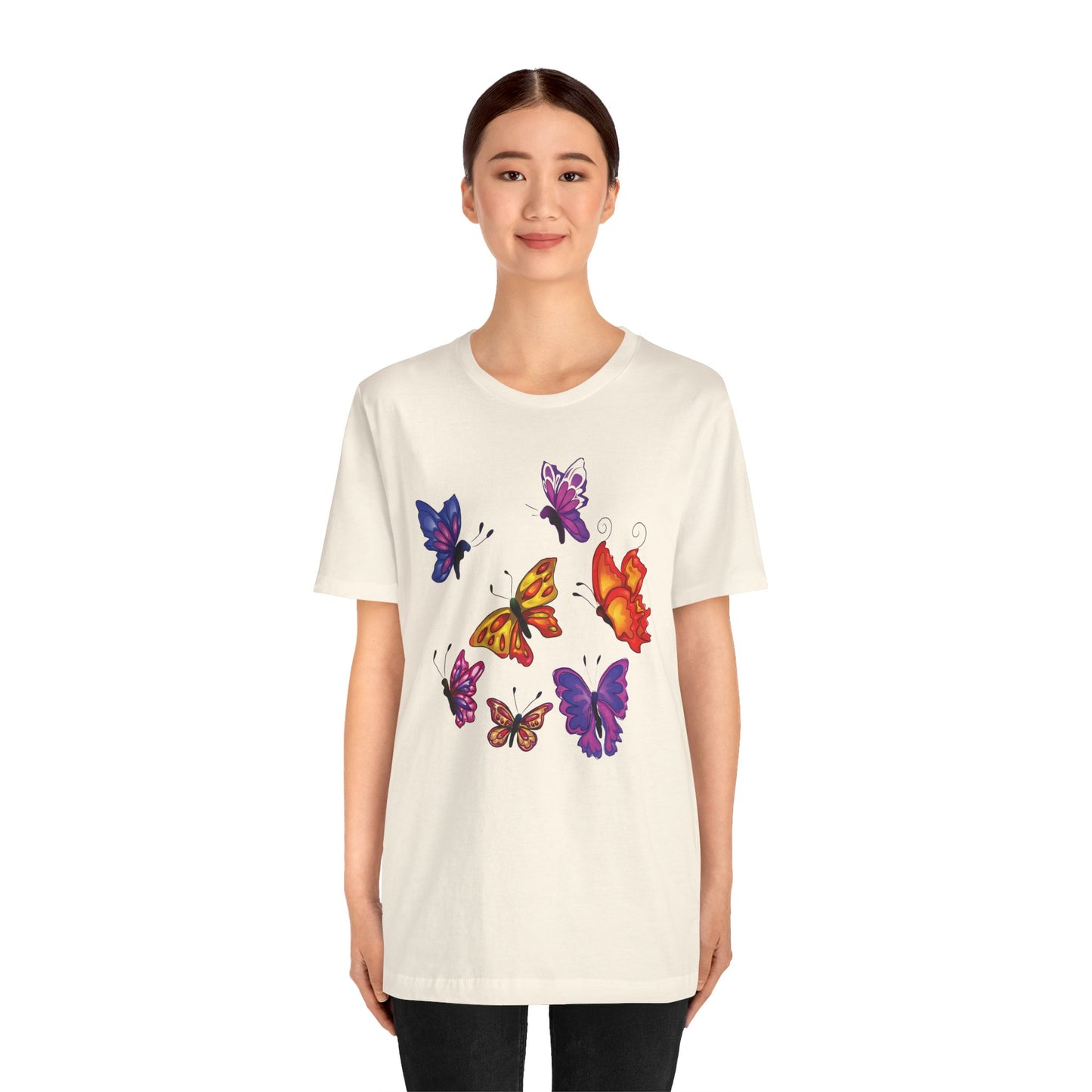 Cotton Tee Shirt with Butterfly Prints