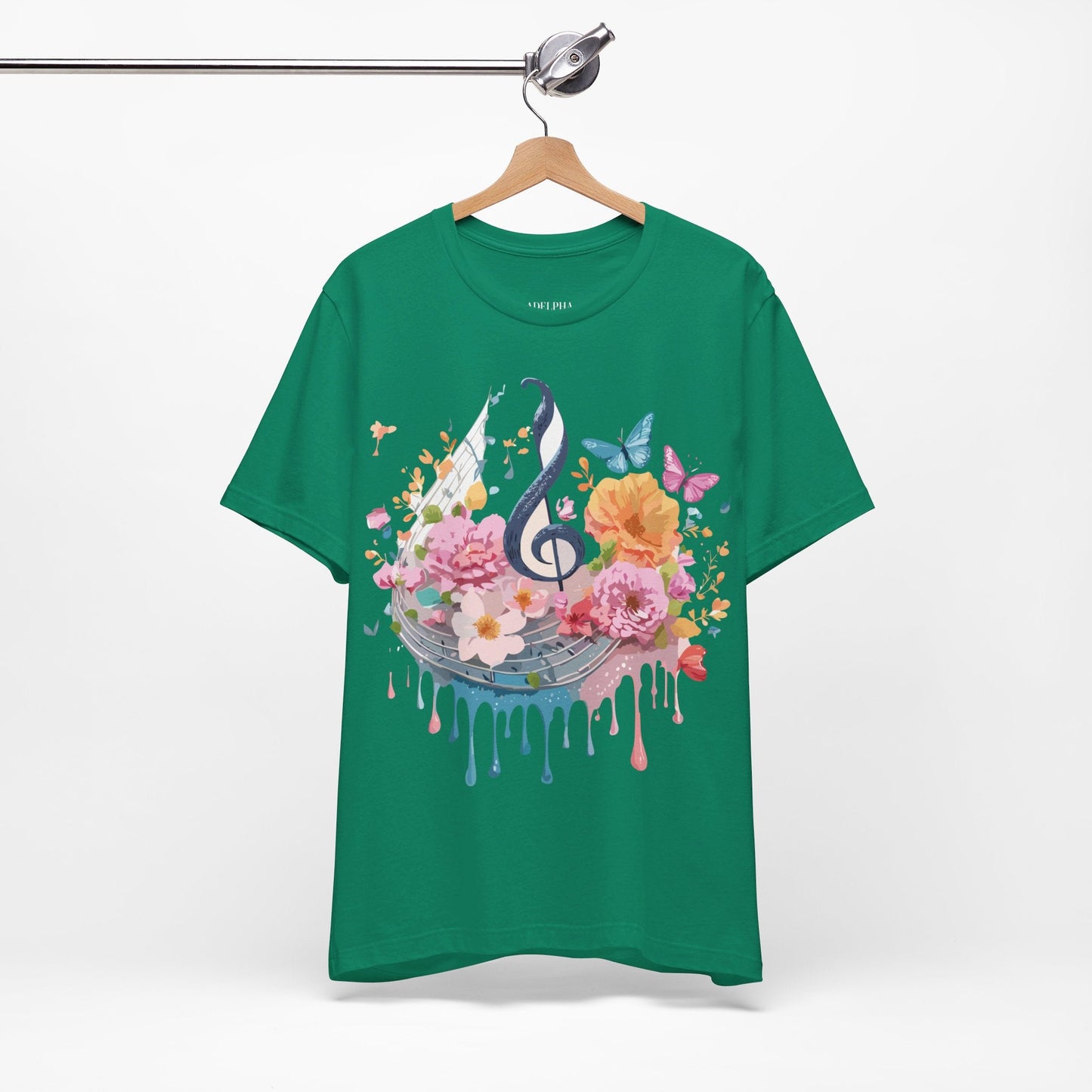 Music Graphic Unisex 100 Cotton Vintage Art with Musical Elements Tee 125