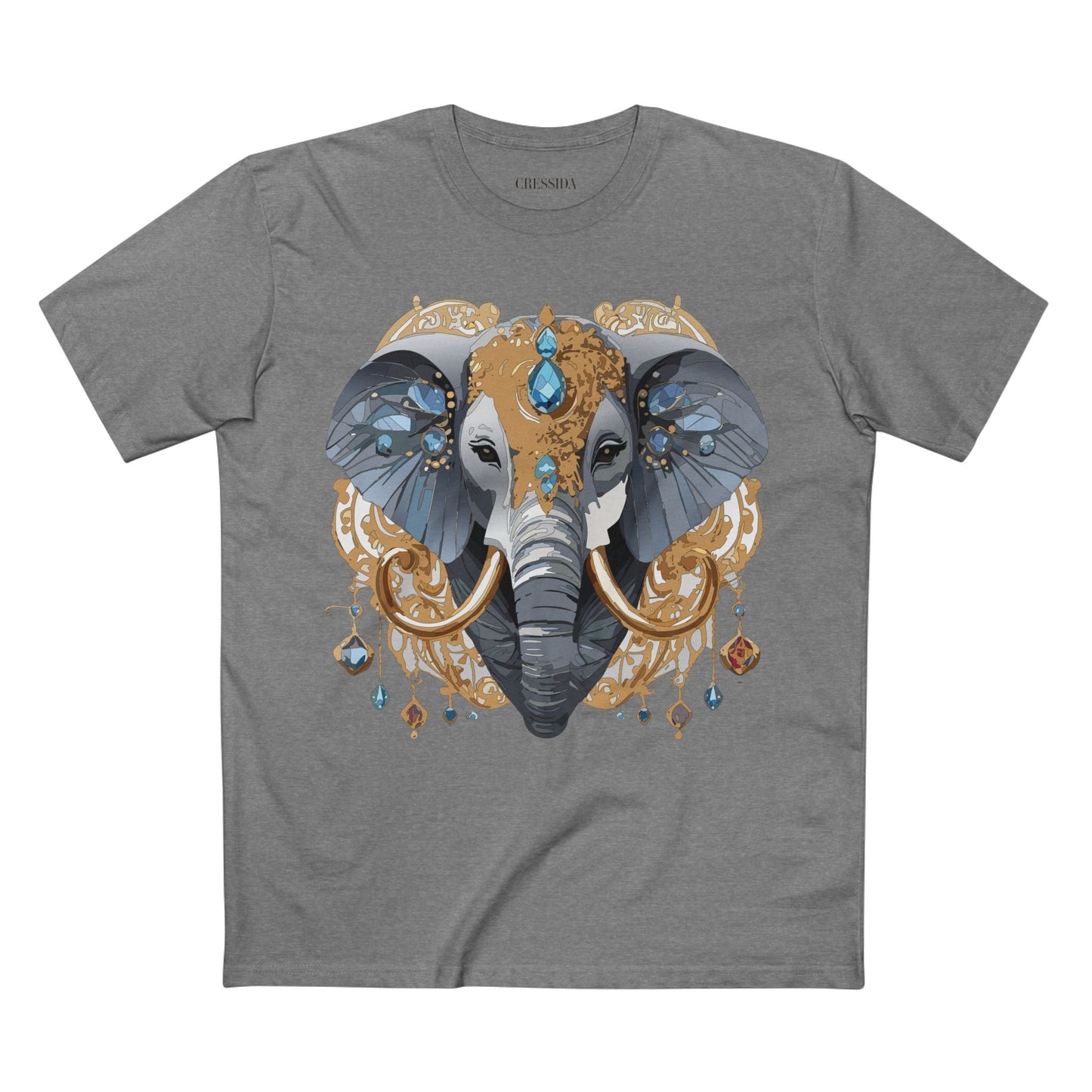 Elephant Graphic Unisex 100 Cotton Tee With Unique Animal Golden Medallion Art Design 39