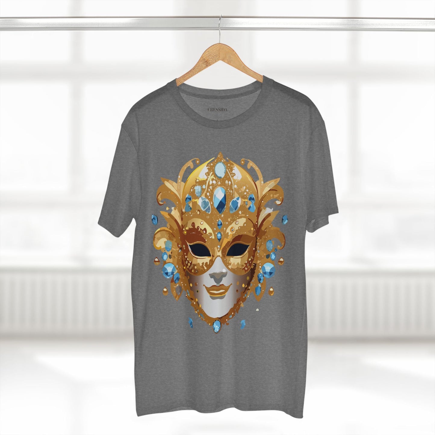 Carnival Mask Graphic T-Shirt Unisex 100 Cotton With Antique Gold Art Design Tee 21