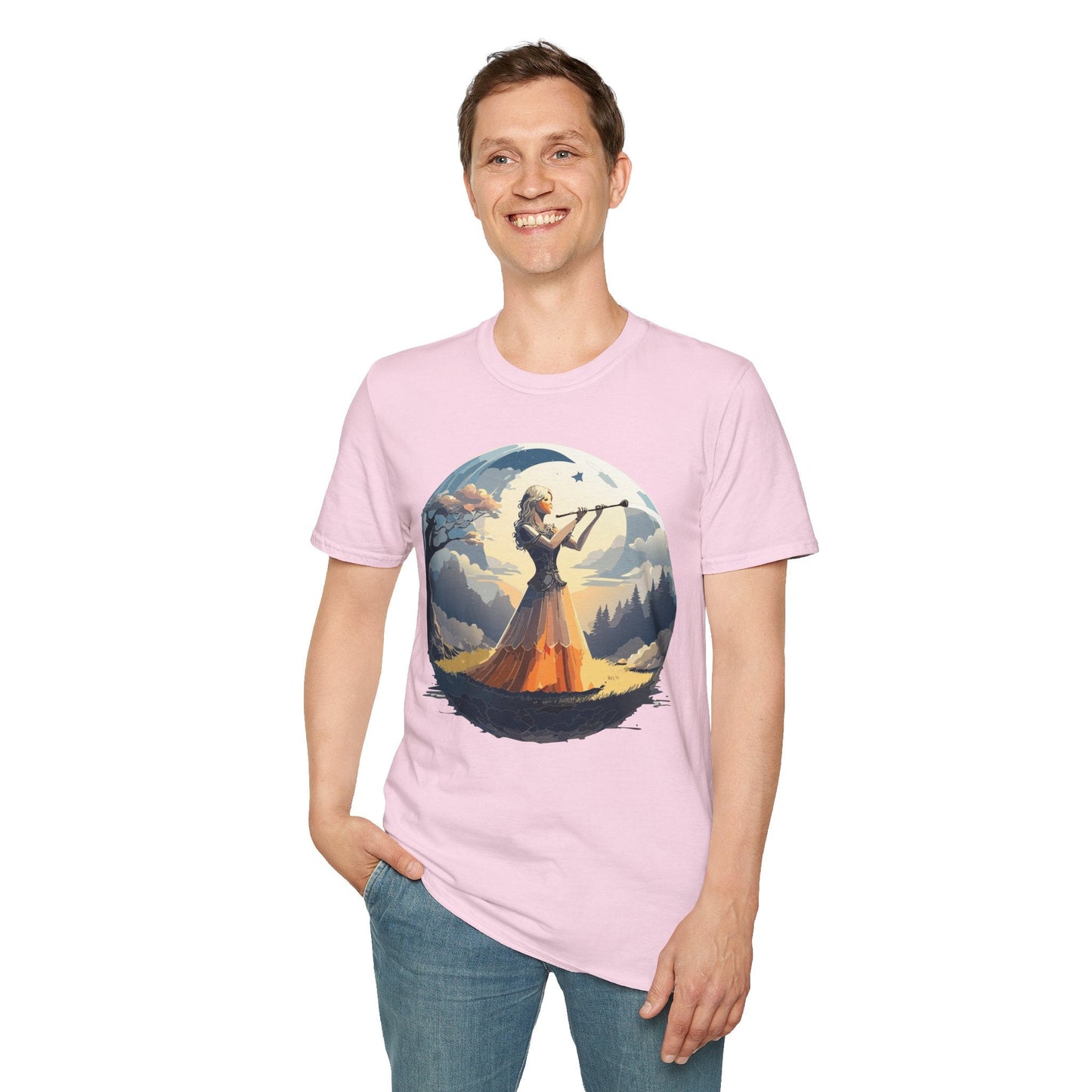 Unisex Softstyle Graphic T Shirt 100 Percent Ring Spun Cotton Art Design Tee For Women