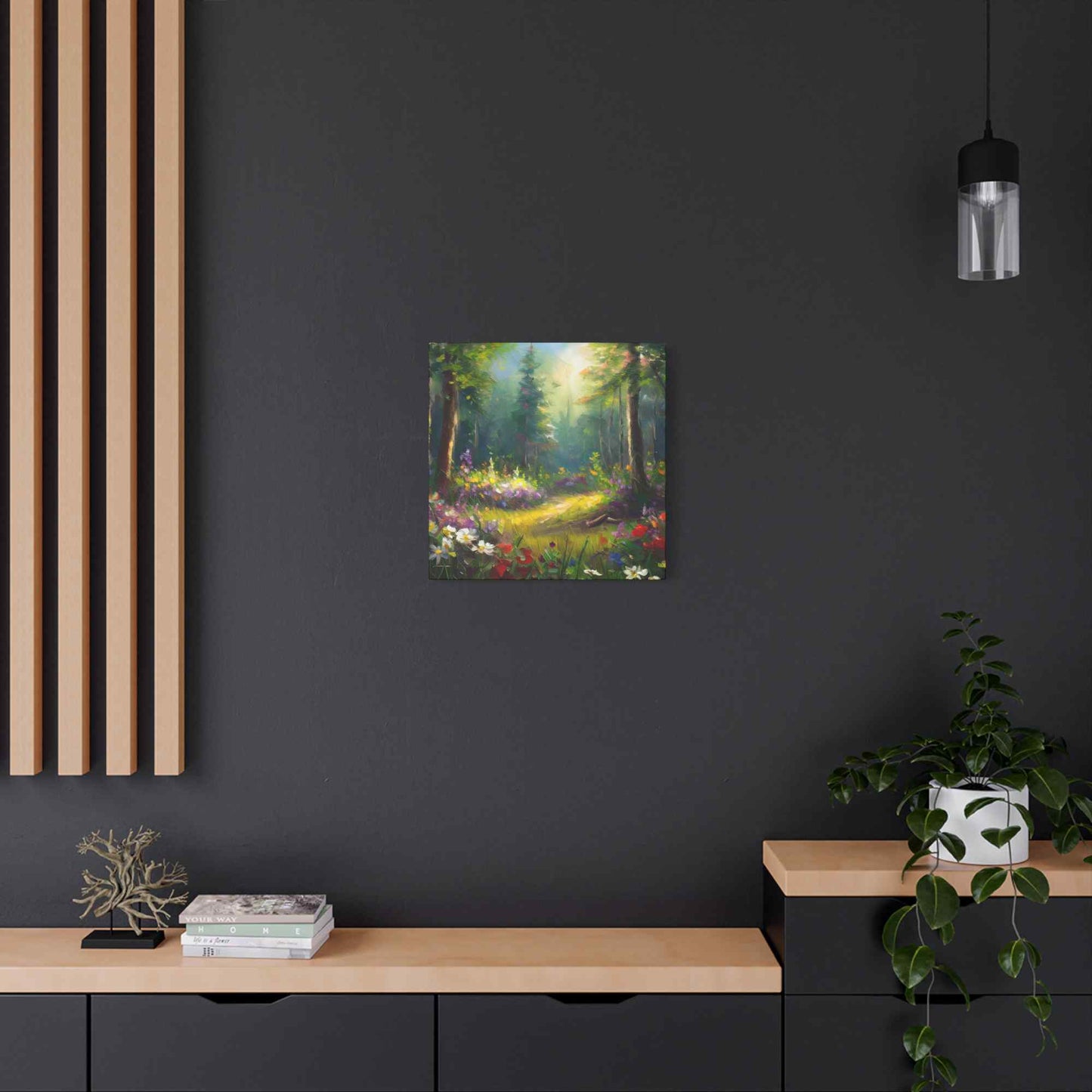 Summer Forest Print Canvas, Oil Paint Print 20x20, 24x24, 30x30, 32x32, 36x36 Art Design Print Pine-Wood Inner Frame MC-92