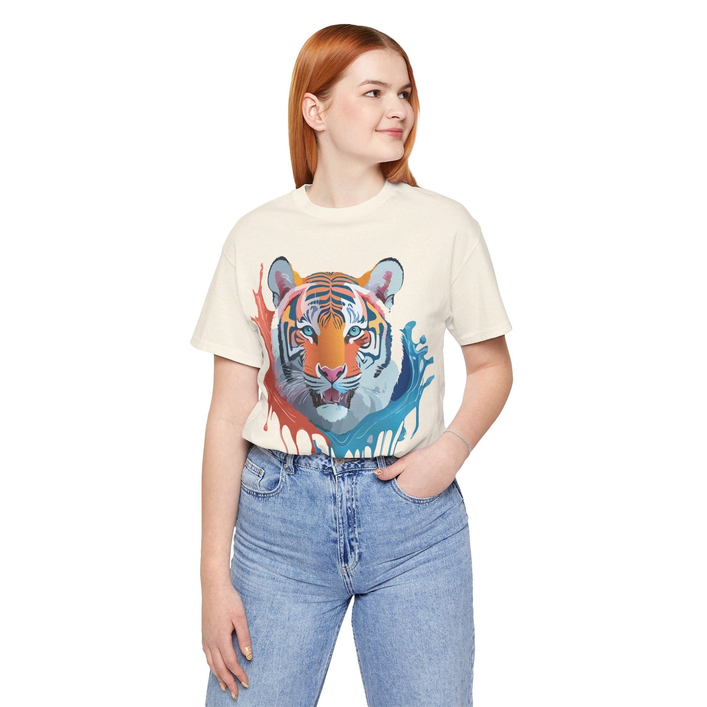 Tiger Graphic Unisex 100 Cotton Vintage Art with Animal Tee 22