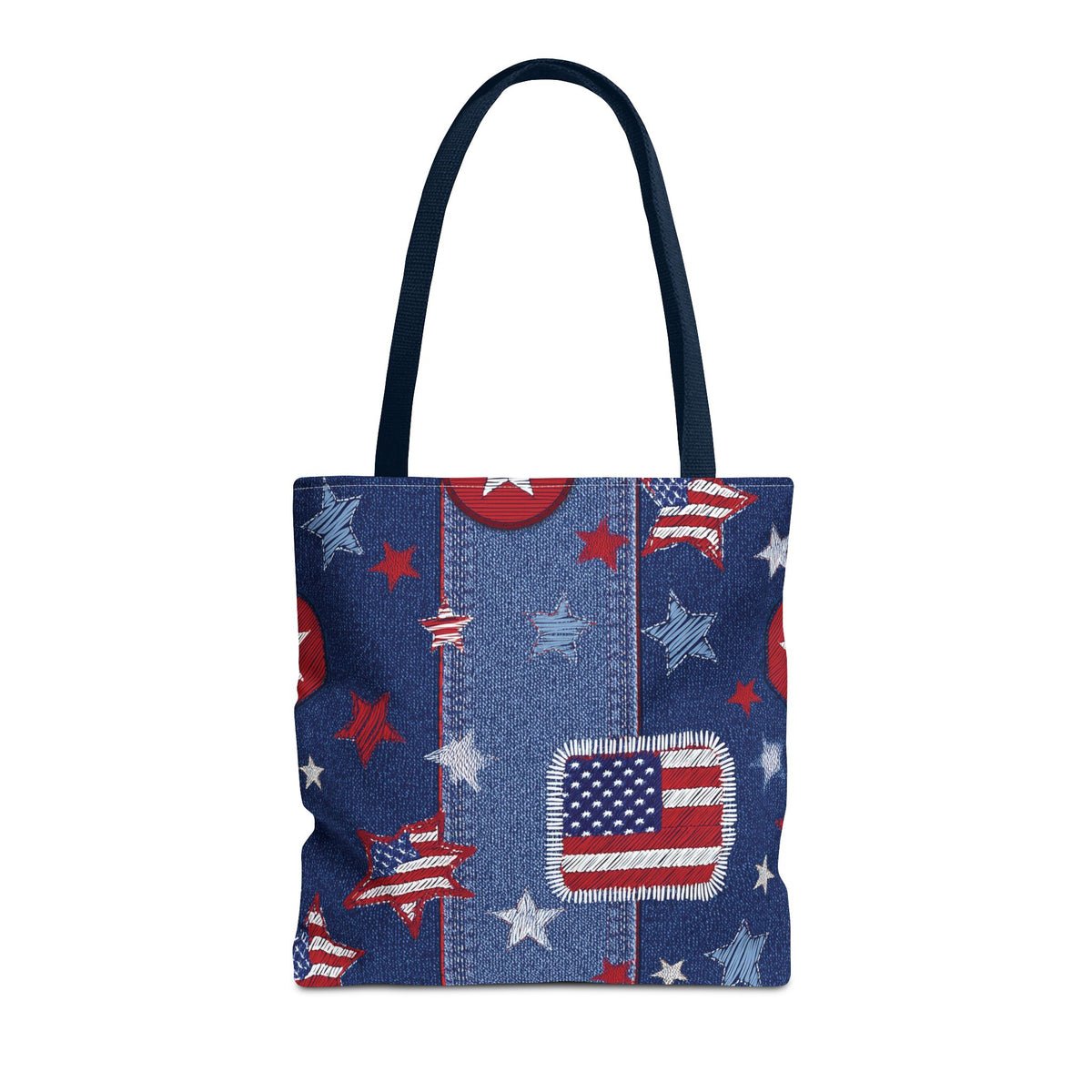 4th of July Graphic Denim Fabric Imitation Print Unisex Canvas Bag Poly Spun 3 Sizes Tote Bag 200-13