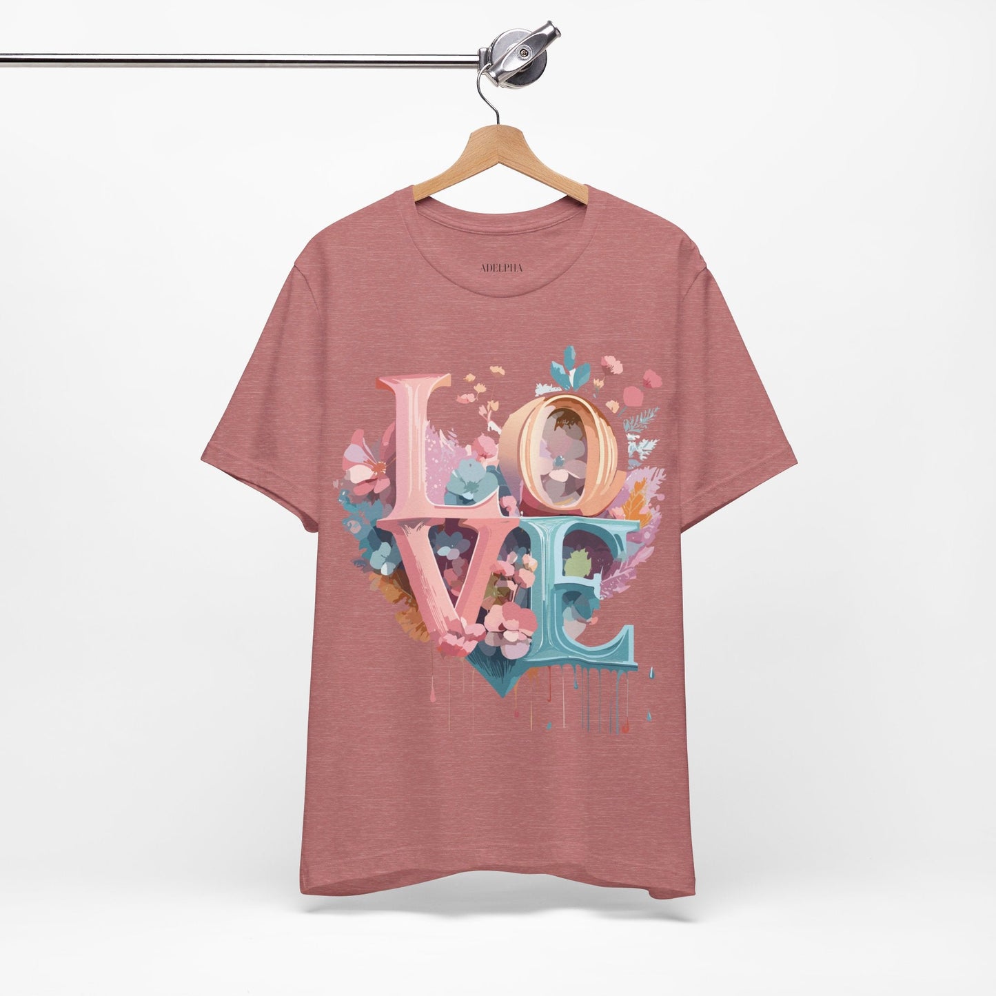 Valentine Day Graphic Unisex 100 Cotton Vintage Artwork with Love and Flower Design Tee 53