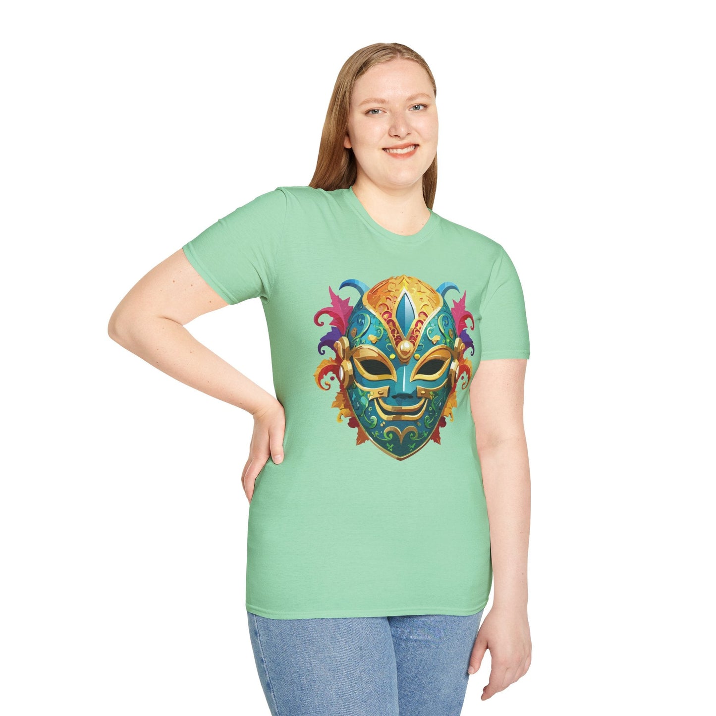 Mask Tee Shirt Unisex Softstyle Gildan 64000 100 Percent Ring Spun Cotton Comfortable Masquerade Tee