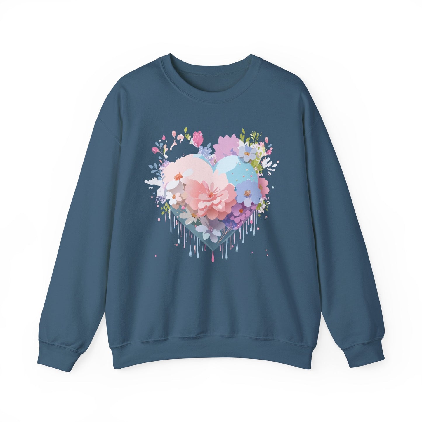Floral Heart Sweatshirt Unisex Heavy Blend Crewneck Valentines Day Floral Love Cozy
