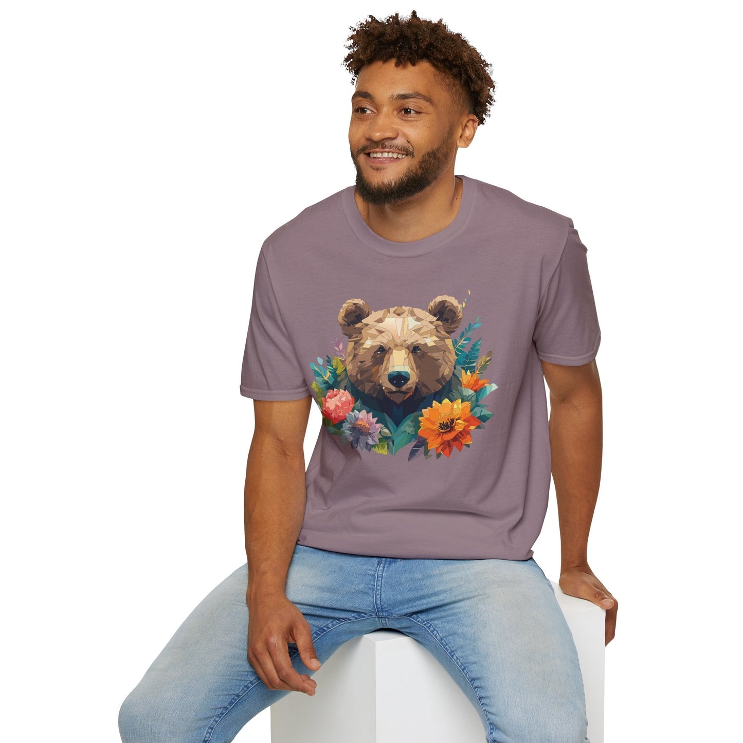 Bear T Shirt Unisex Softstyle Tee 100 Percent Ring Spun Cotton Gildan 64000 Comfortable