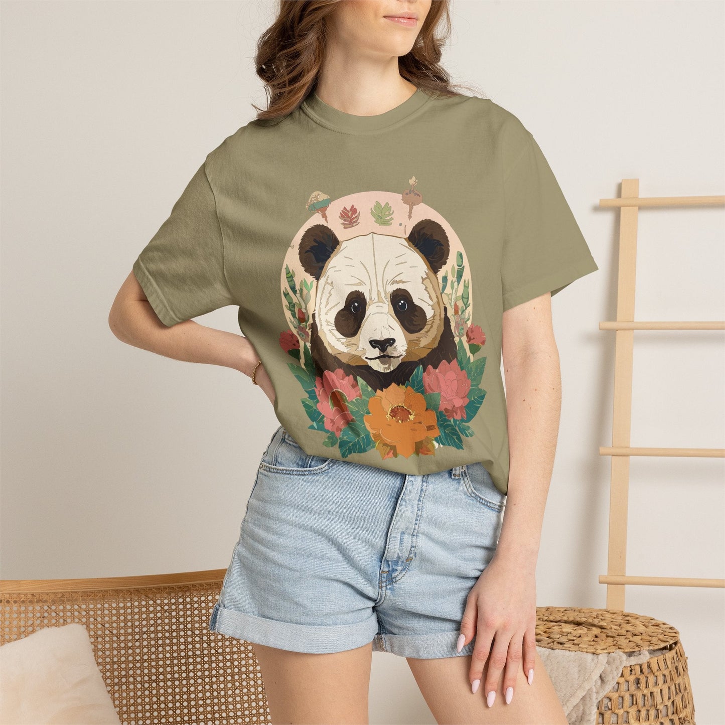 Panda Portrait Graphic T-Shirt Unisex Cotton Floral Animal Art Tee p2