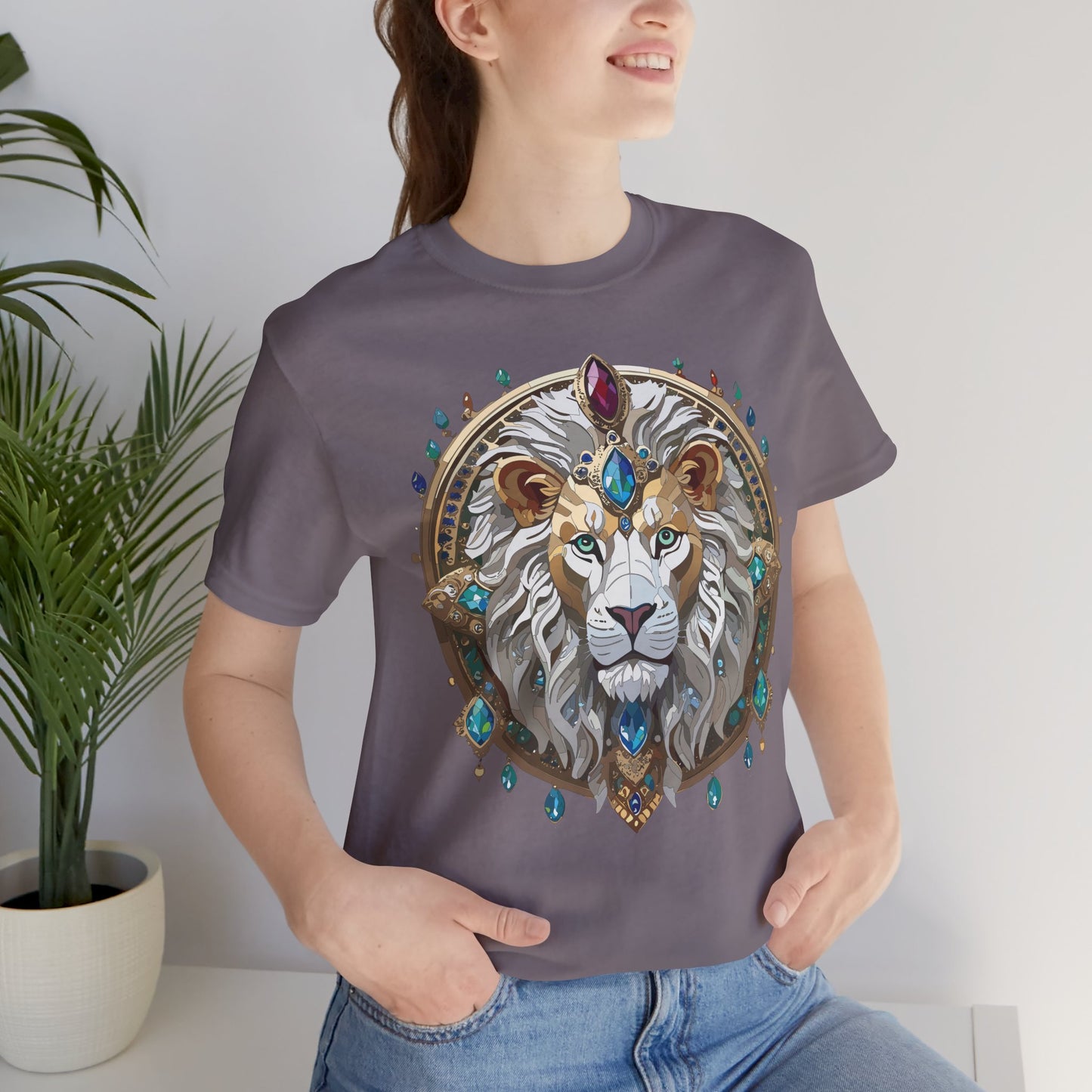 Unisex Lion Graphic Tee, Animal Shirt, Tee Shirt with Lion, Medallion T-Shirt, Animal Medallion Tees