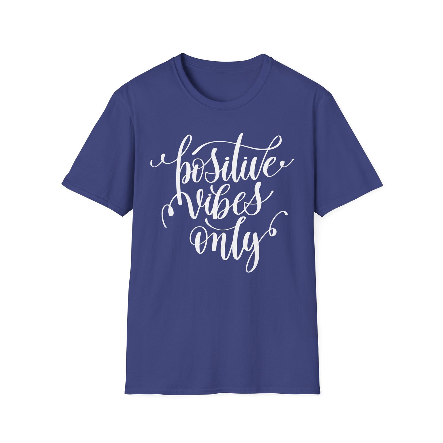 Positive Vibes Only T-Shirt Unisex Cotton Short Sleeves Handlettered Inspirational Tee