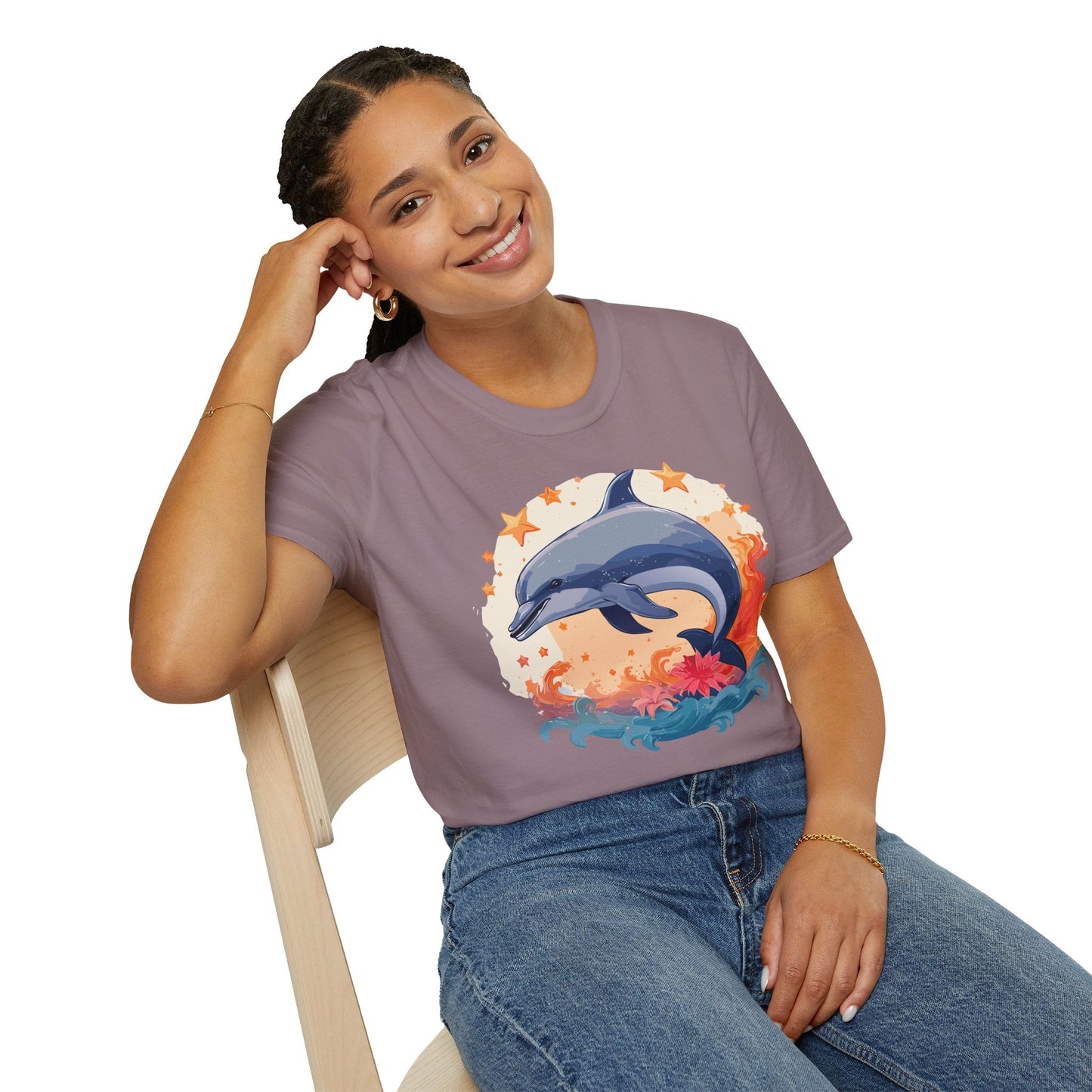 Dolphin Shirt Unisex Tee Gildan Softstyle 64000 100 Percent Ring Spun Cotton Comfort Wear