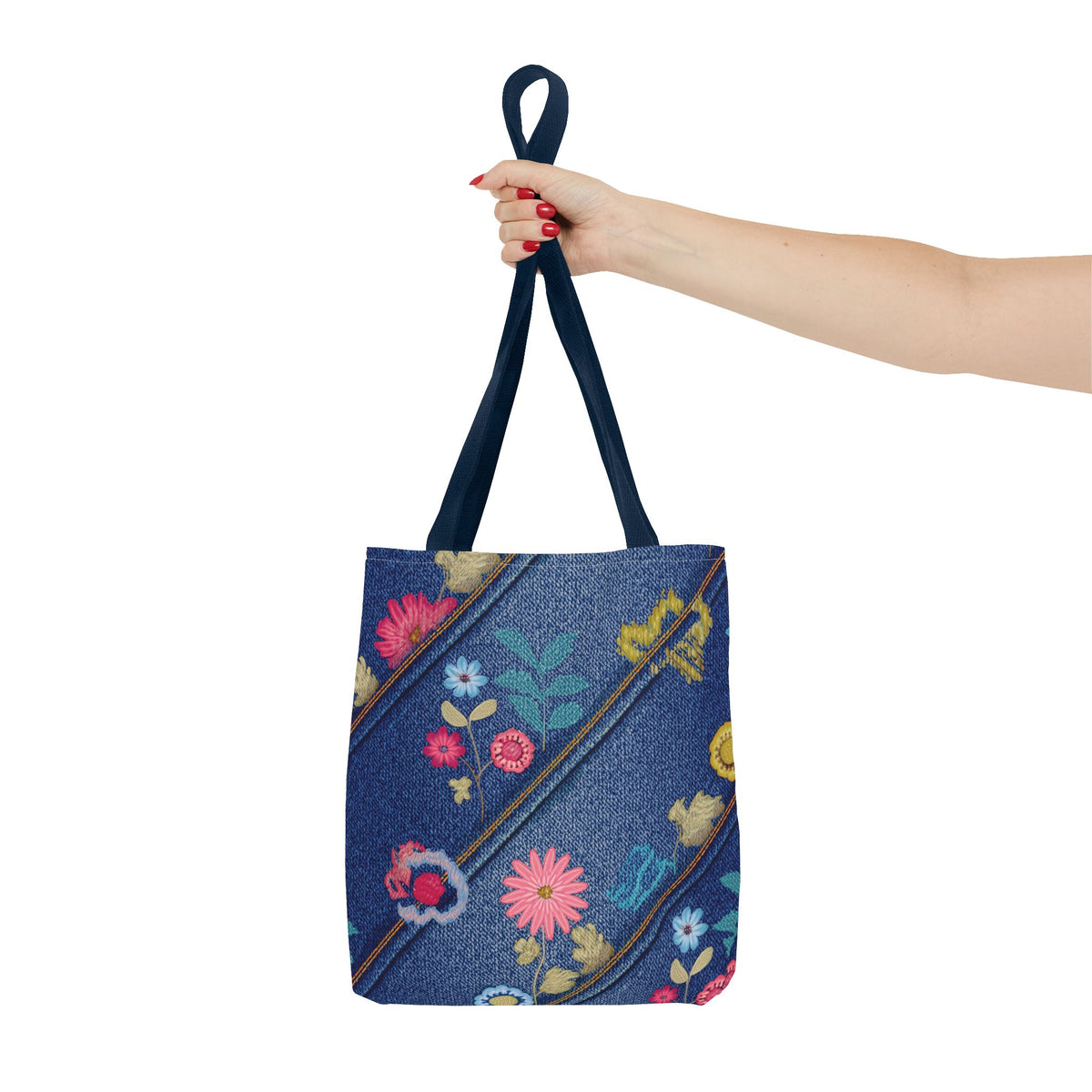 Denim Fabric Imitation Print Unisex Canvas Bag Poly Spun 3 Sizes Tote Bag 164