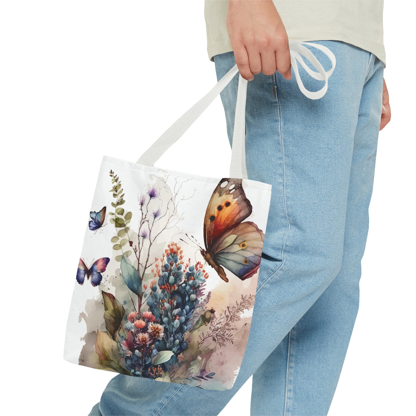 Bolsa de lona con estampado de mariposas 