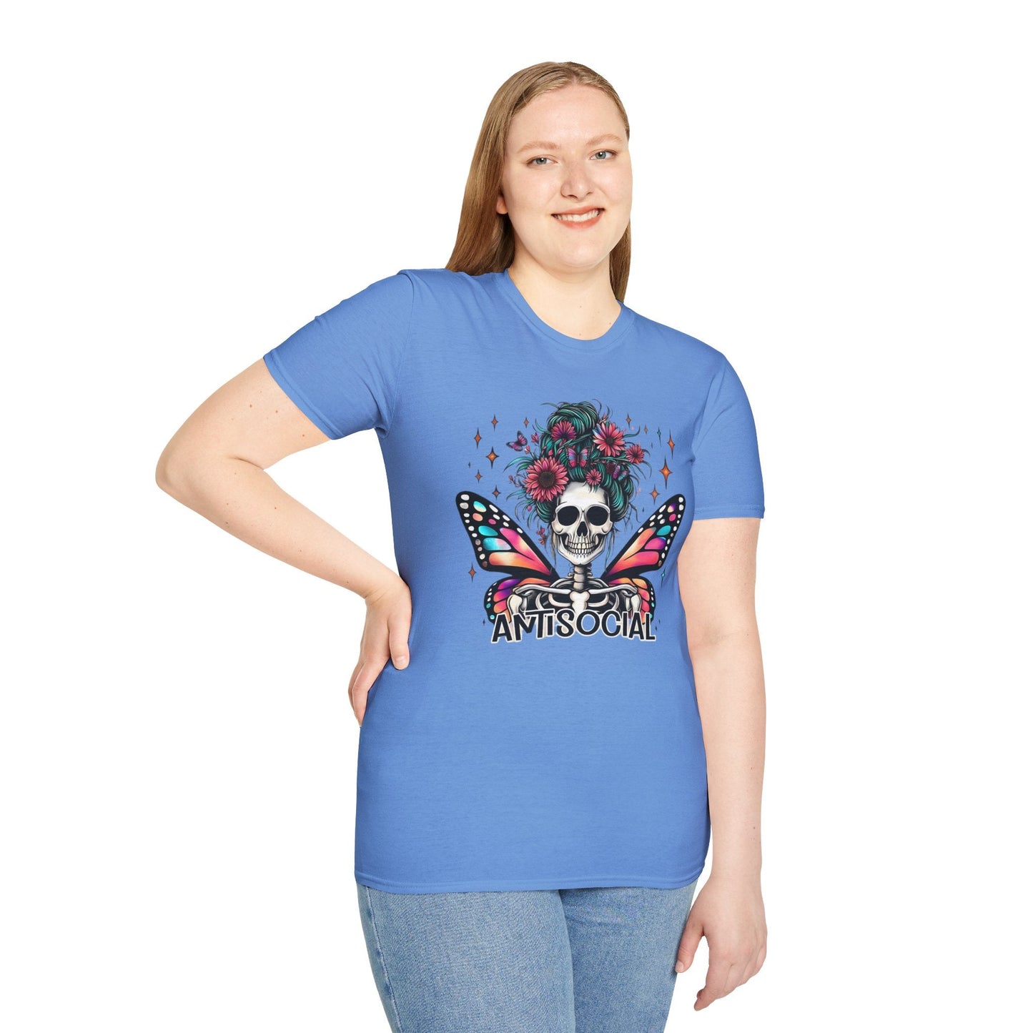 Unisex Skull Graphic Tee Shirt Short Sleeve Skeleton Gildan Softstyle 64000 100 Ring Spun Cotton