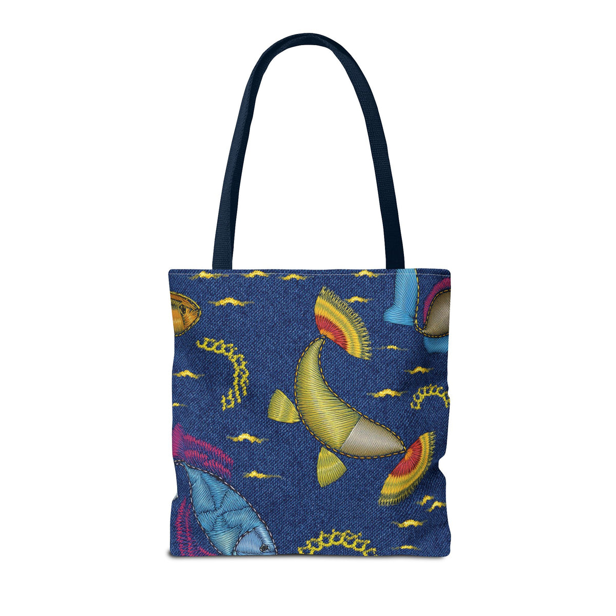 Denim Fabric Imitation Print Unisex Canvas Bag Poly Spun 3 Sizes Tote Bag 193-2