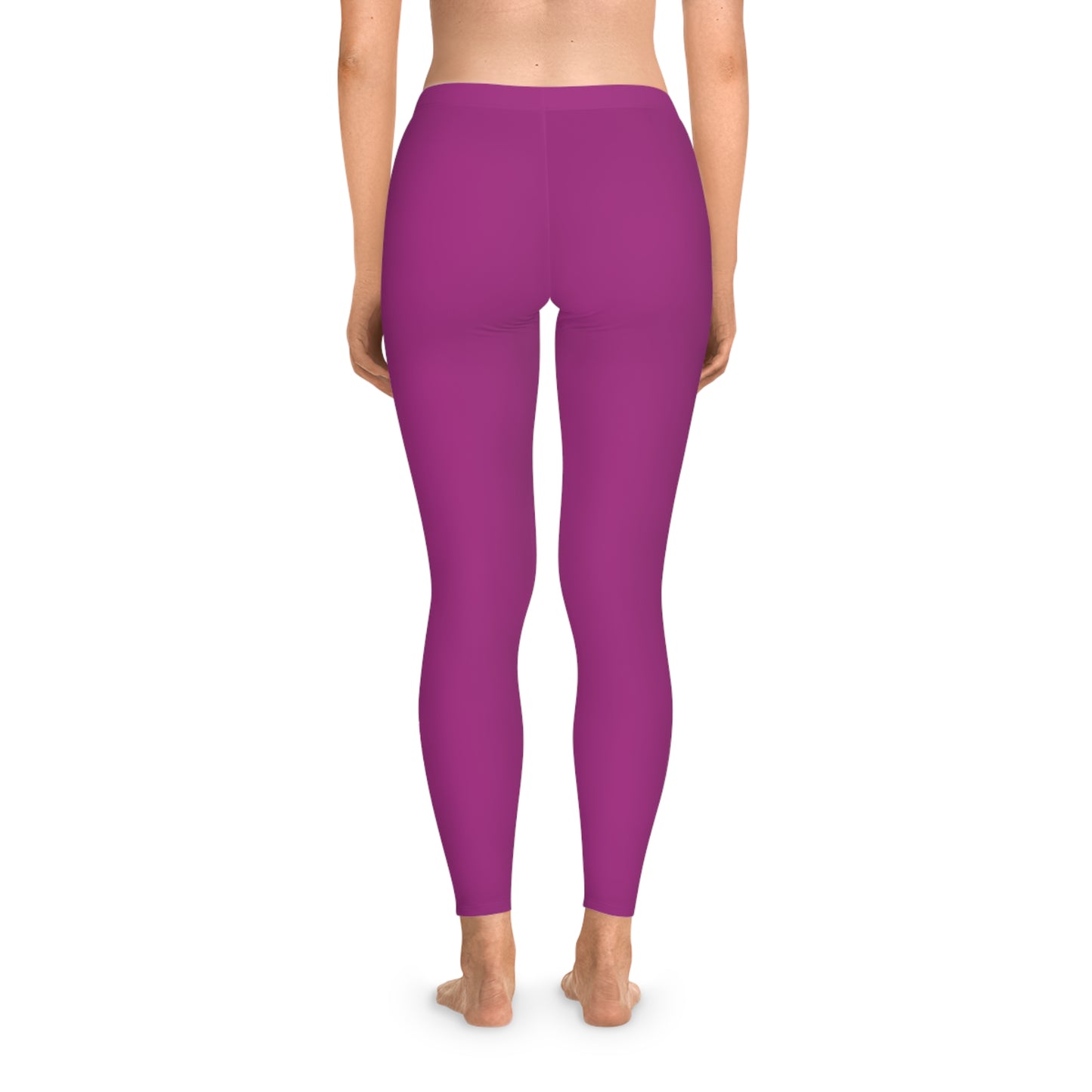 Poppy Pink Solid Color Leggings, All-Over Print Stretchy Poly-Elastane No Side Seams, Mid-Rise Waistband Pink Leggings