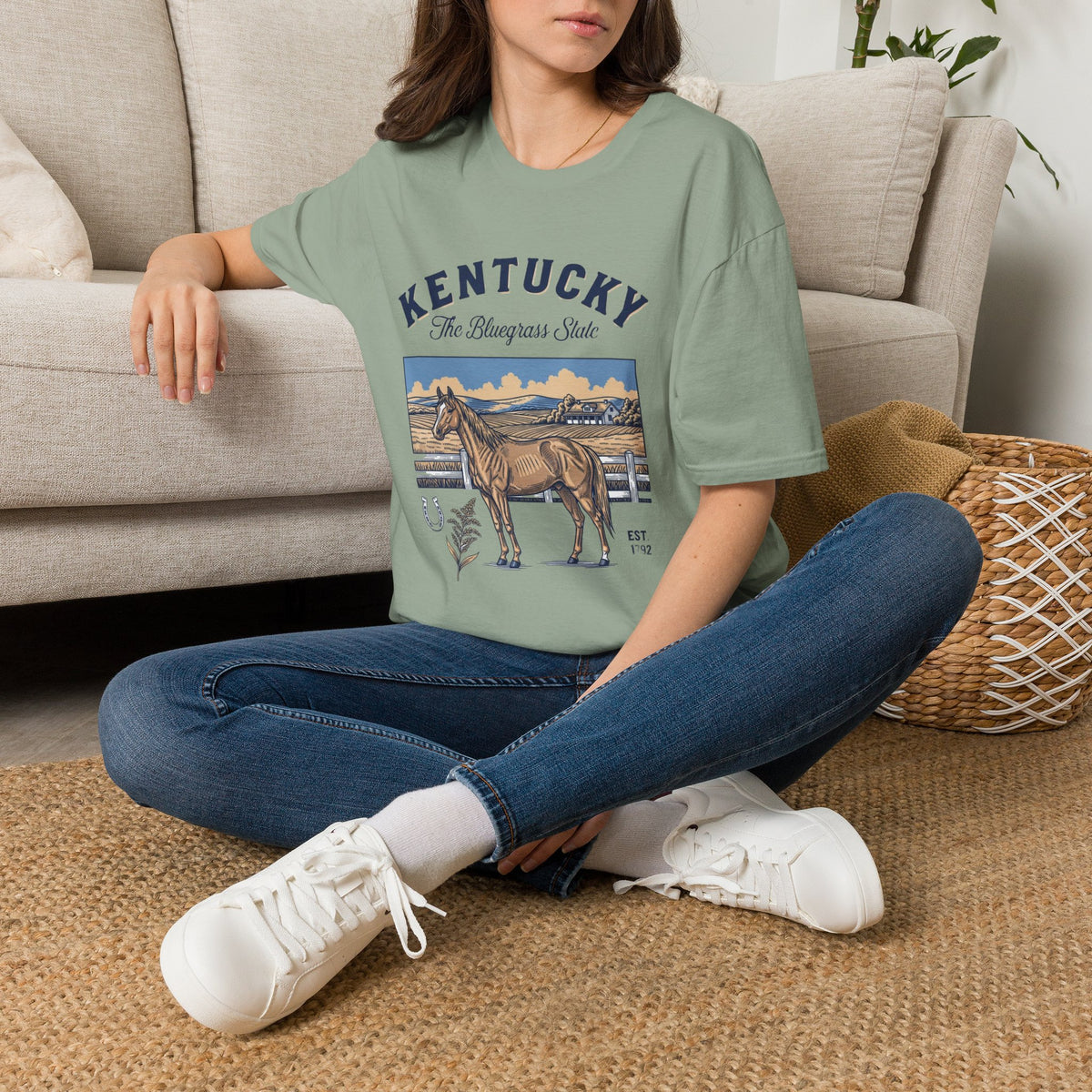 Kentucky Horse Vintage Graphic T-Shirt — The Bluegrass State Travel Tourist Graphic Tee Unisex 100 Cotton Gildan T-Shirt