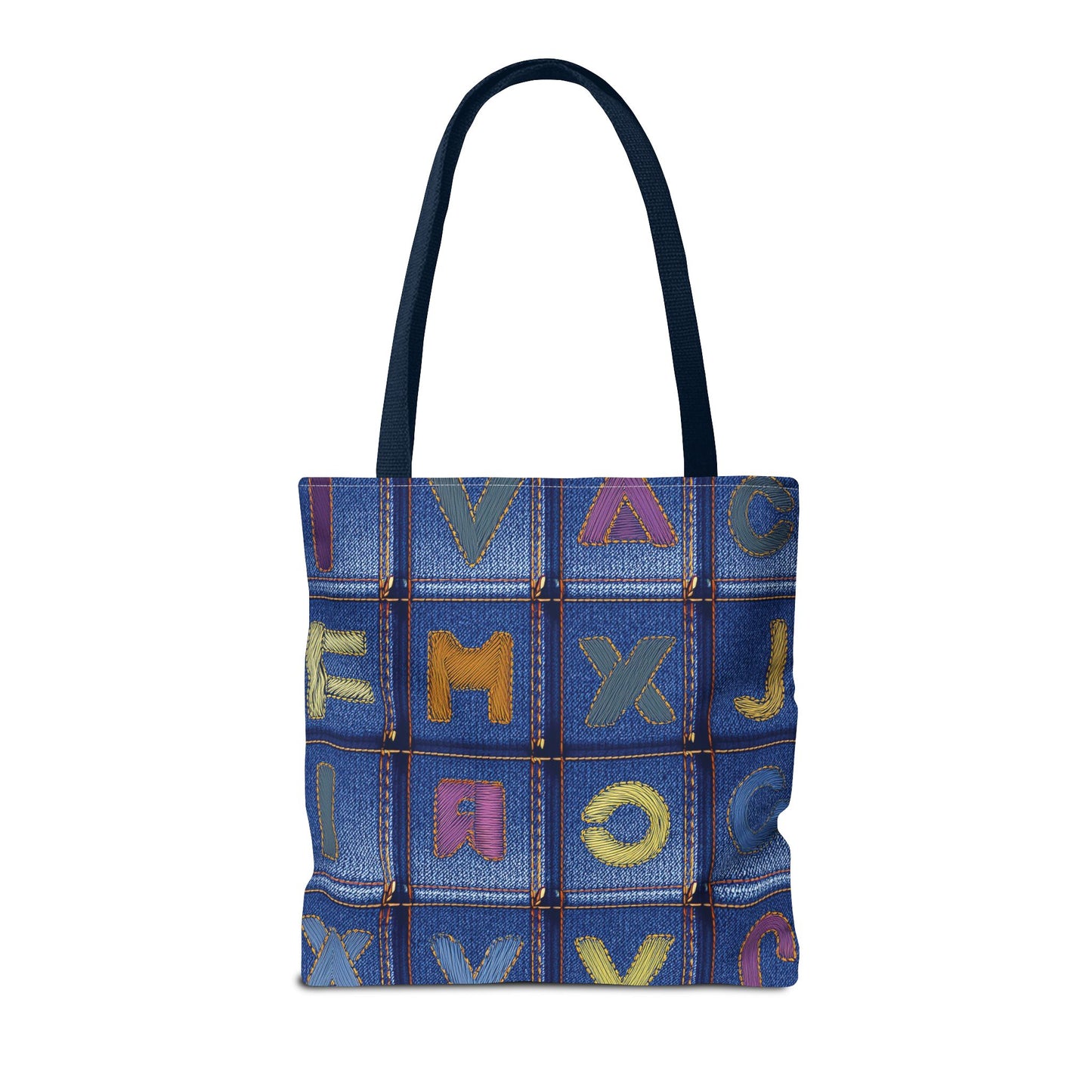 Denim Fabric Imitation Print Unisex Canvas Bag Poly Spun 3 Sizes Tote Bag 187-5