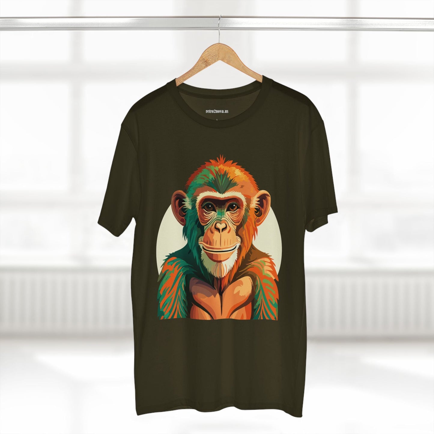 Unisex Monkey Shirt Premium Cotton Tee With Original Art Design From Retro2Nova Comfortable Everyday Wear Art Collection
