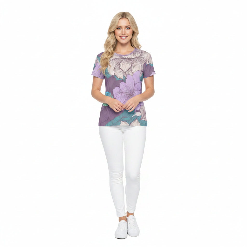 Women Poly Shirt with Floral Print F319