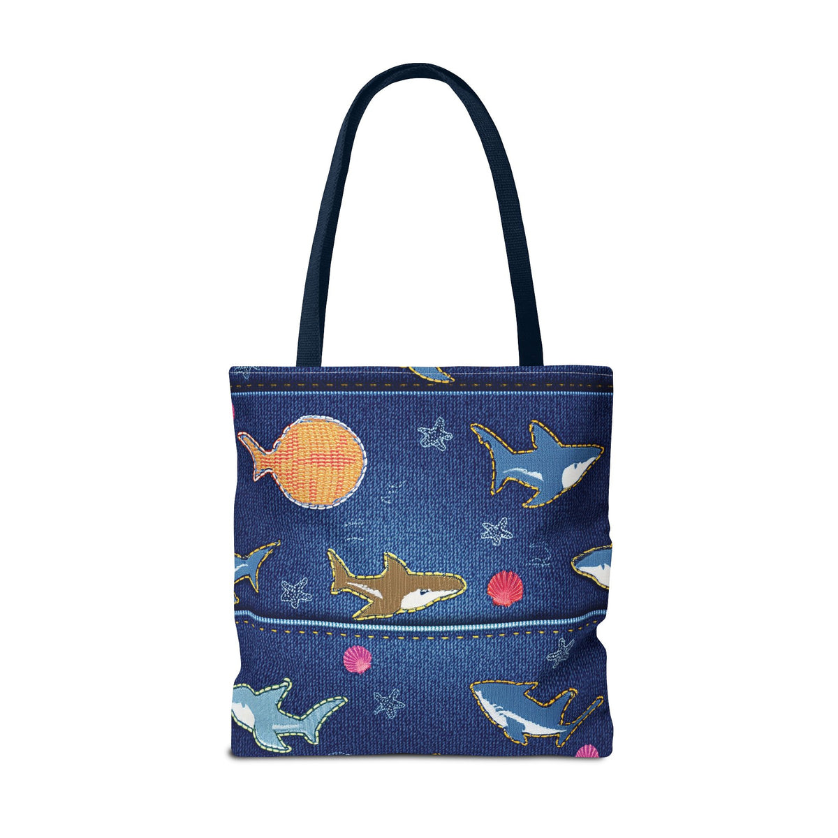 Denim Fabric Imitation Print Unisex Canvas Bag Poly Spun 3 Sizes Tote Bag 182-18