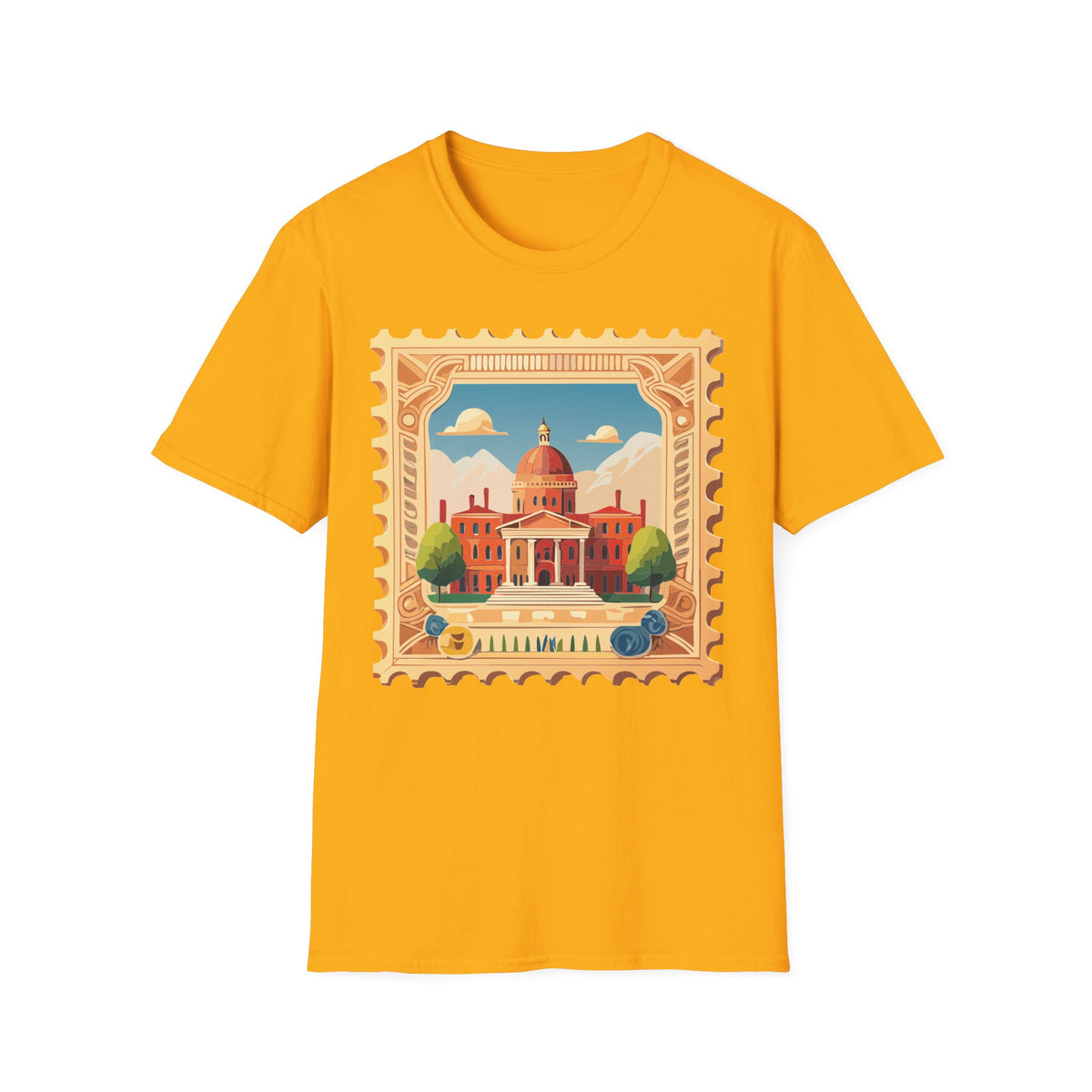 Vintage Postage Stamp Capitol Illustration T-Shirt | Architectural Travel Graphic Tee Unisex 100 Cotton Gildan T-Shirt